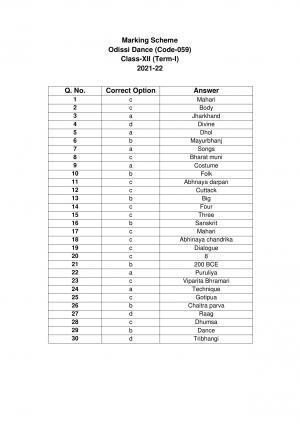 CBSE Class 12th Odia Sample Question Paper Answer Key 2021-22