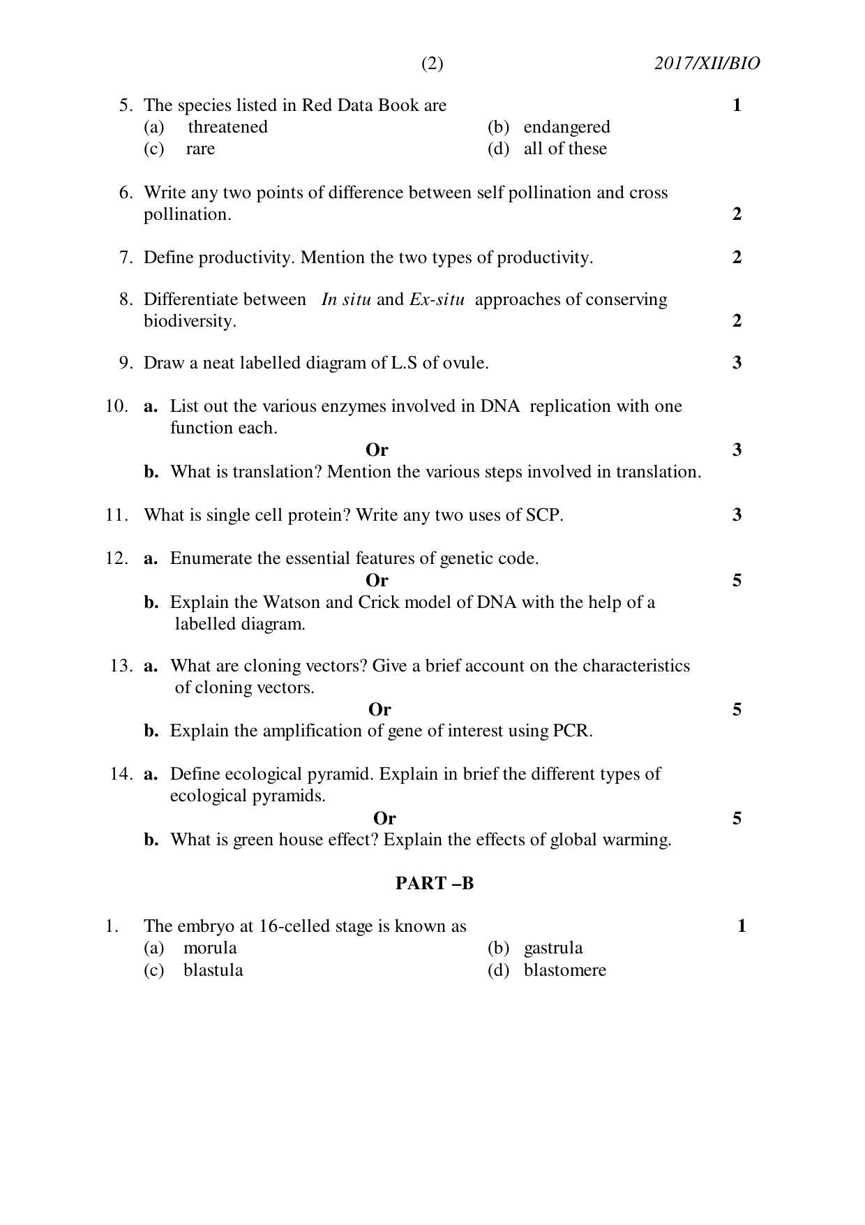 Nagaland Board Class 12 BIOLOGY 2017 Question Papers - Page 2