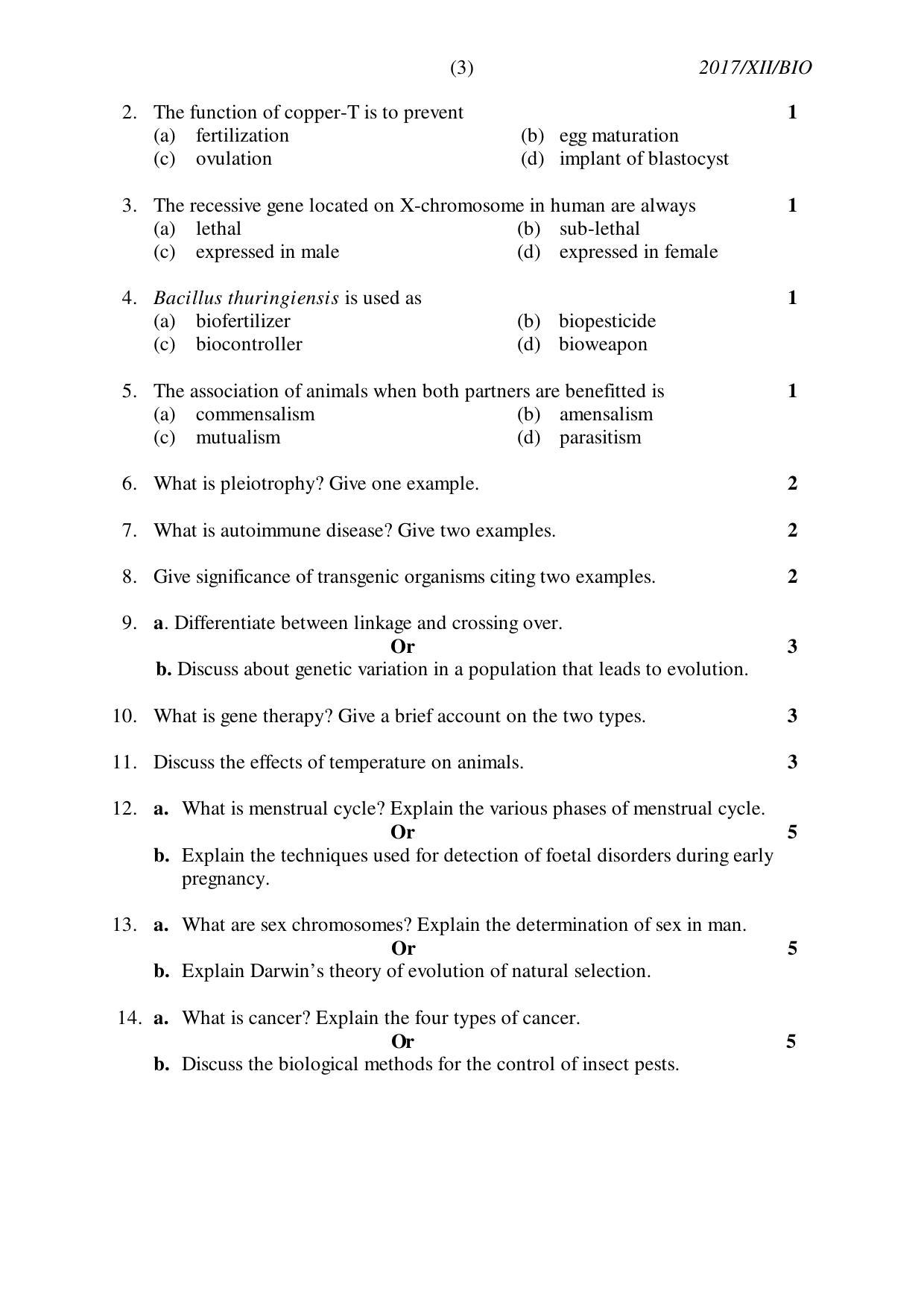 Nagaland Board Class 12 BIOLOGY 2017 Question Papers - Page 3