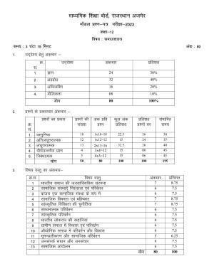 RBSE 2023 CLASS 12 Sociology Model Paper