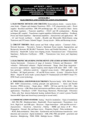 AP ECET ELECTRONICS AND COMMUNICATION ENGINEERING Syllabus