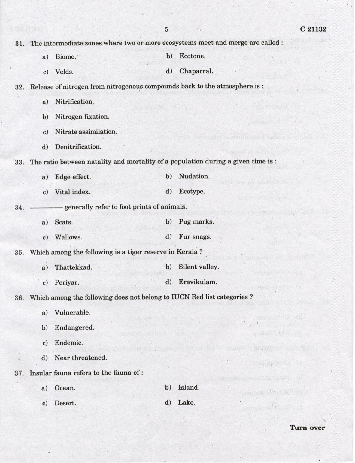 CUCAT 2022 M.Sc Applied Zoology Question Paper - Page 5