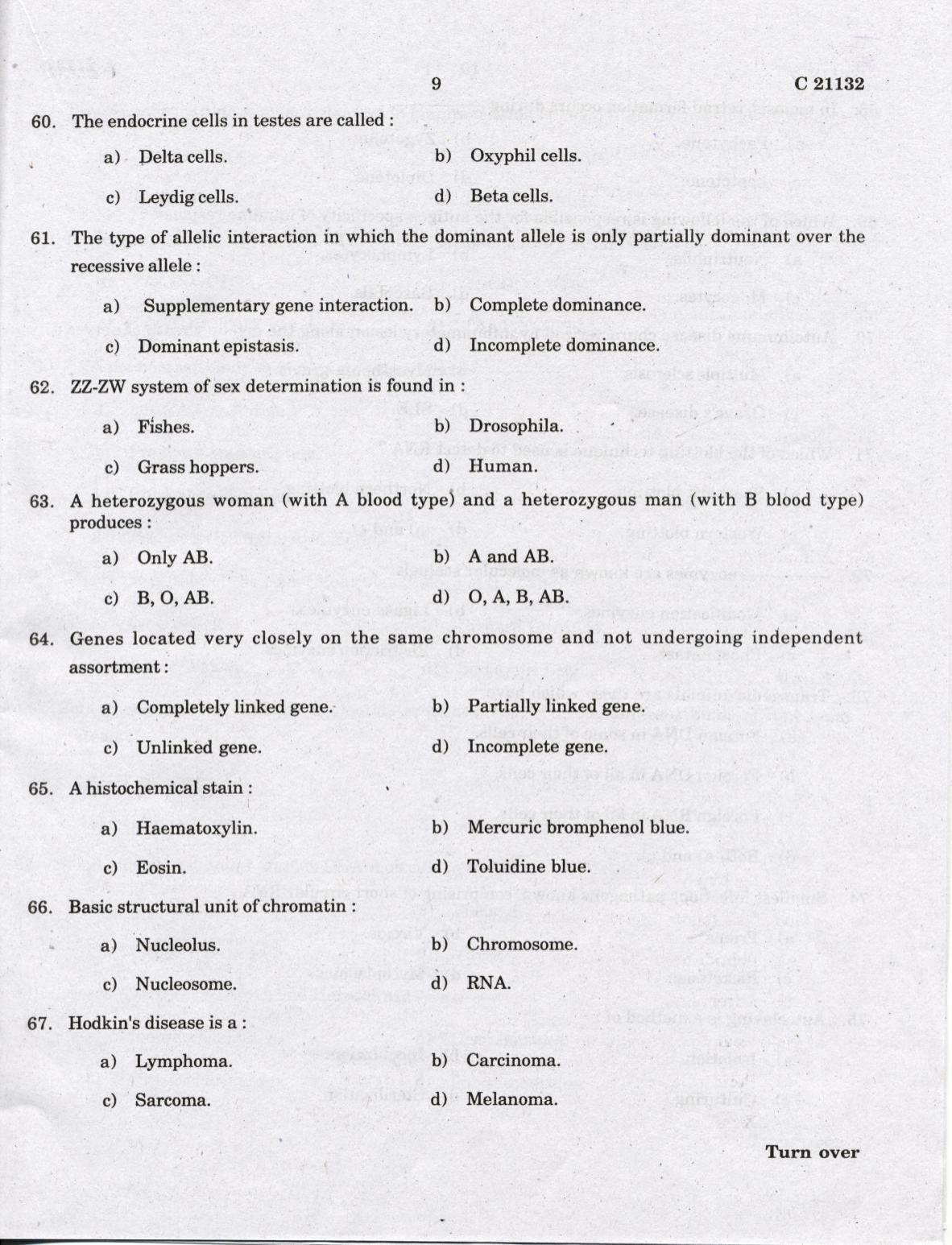 CUCAT 2022 M.Sc Applied Zoology Question Paper - Page 9