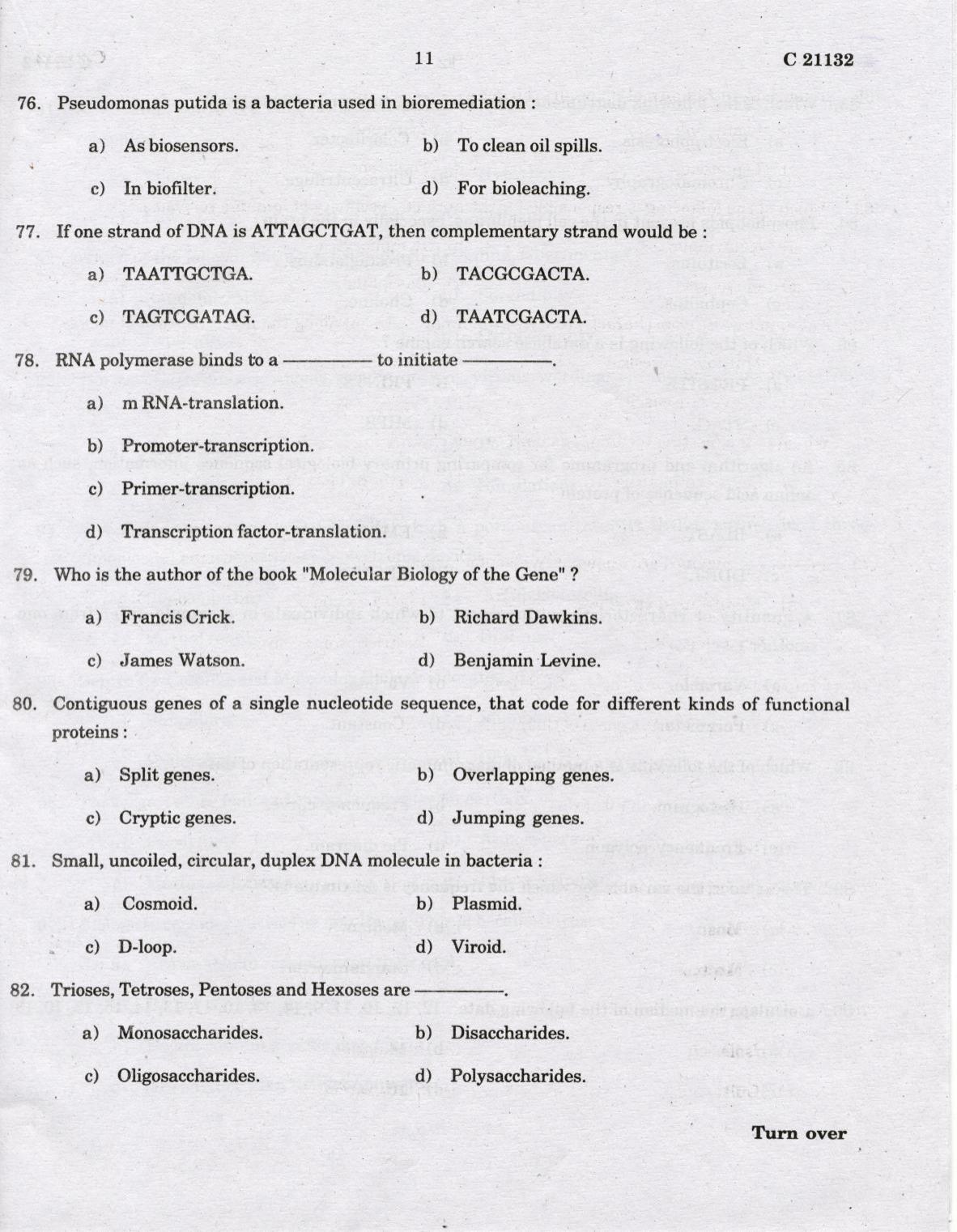 CUCAT 2022 M.Sc Applied Zoology Question Paper - Page 11