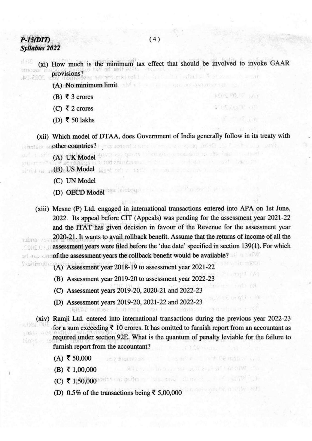 ICMAI Final December 2023 Question Paper - Direct Tax Laws And International Taxation - Page 4