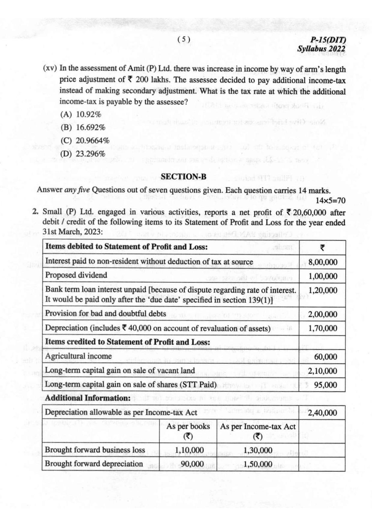 ICMAI Final December 2023 Question Paper - Direct Tax Laws And International Taxation - Page 5