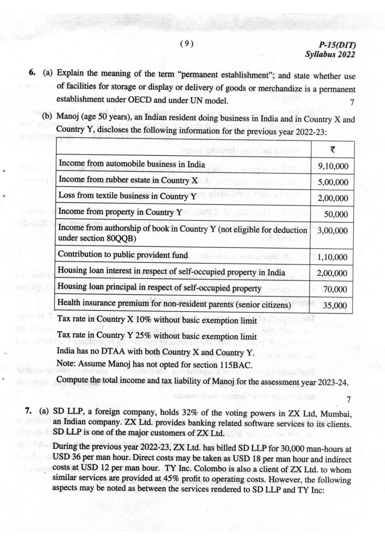 ICMAI Final December 2023 Question Paper - Direct Tax Laws And International Taxation - Page 9