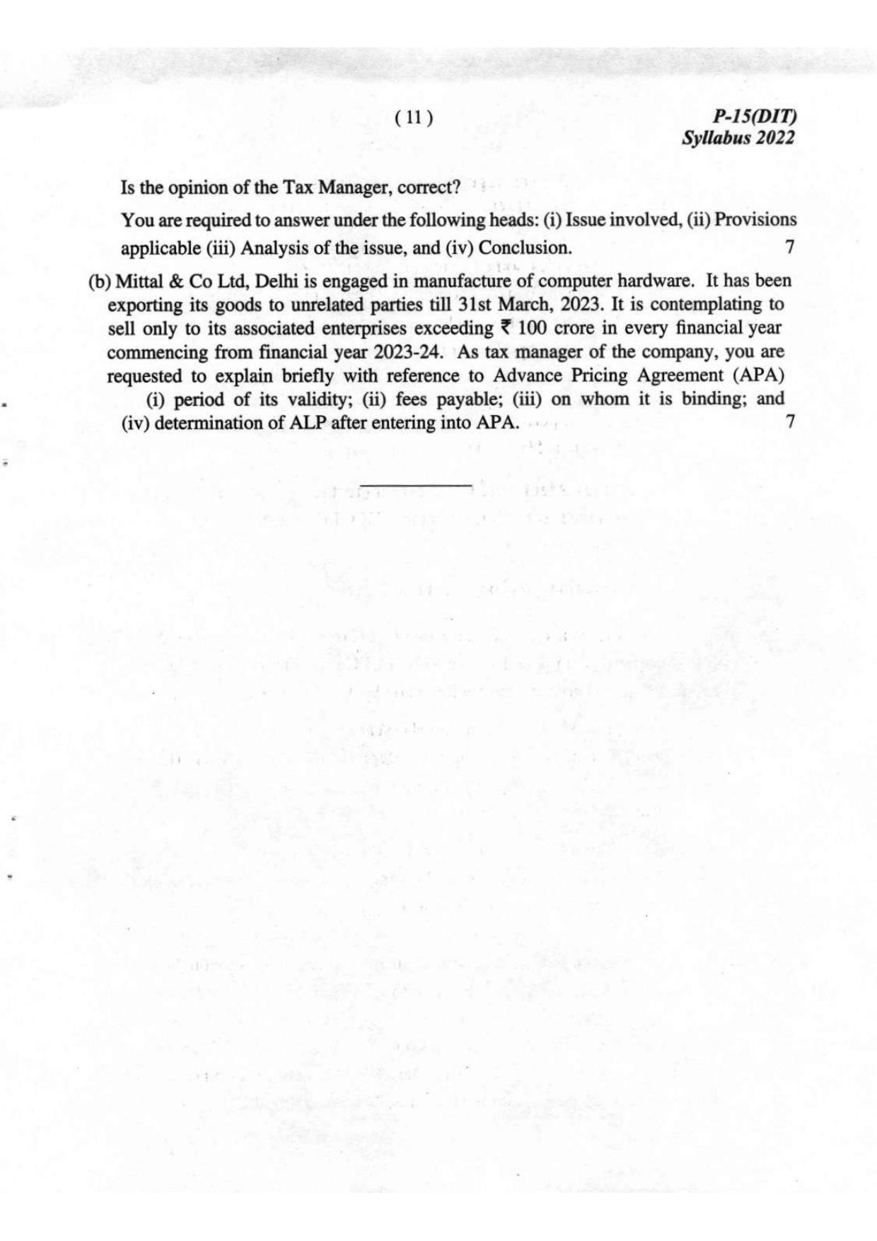 ICMAI Final December 2023 Question Paper - Direct Tax Laws And International Taxation - Page 11