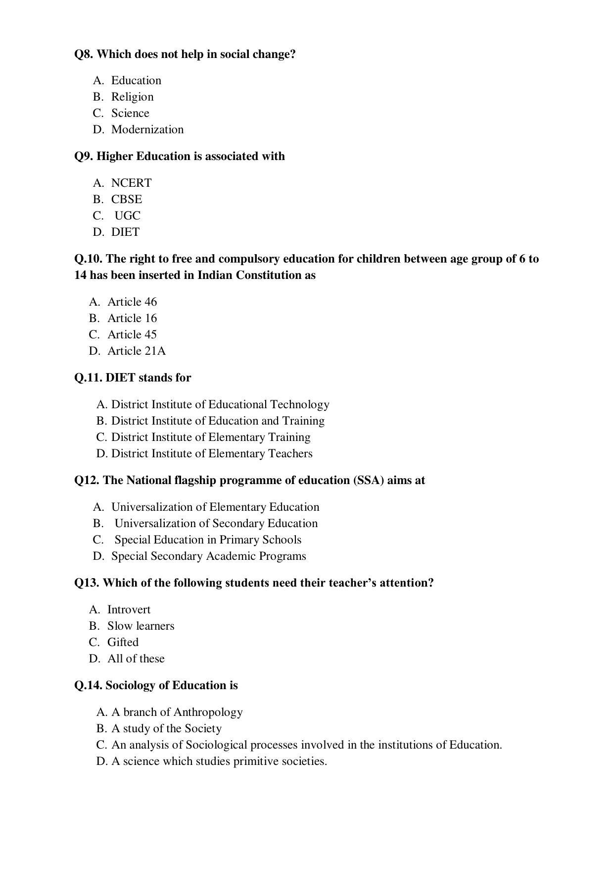 Odisha CPET EDUCATION SET II 2021 Question Paper - Page 2