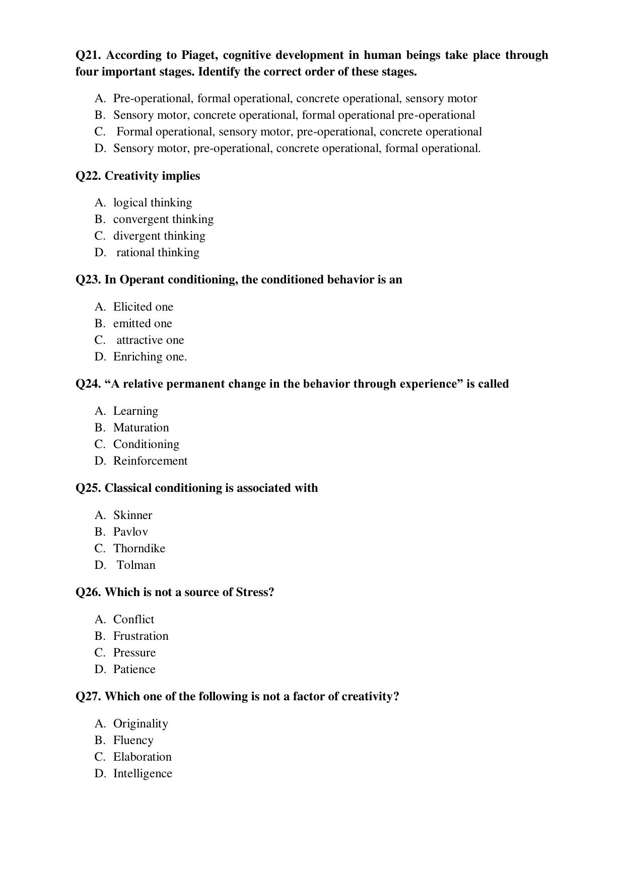 Odisha CPET EDUCATION SET II 2021 Question Paper - Page 4