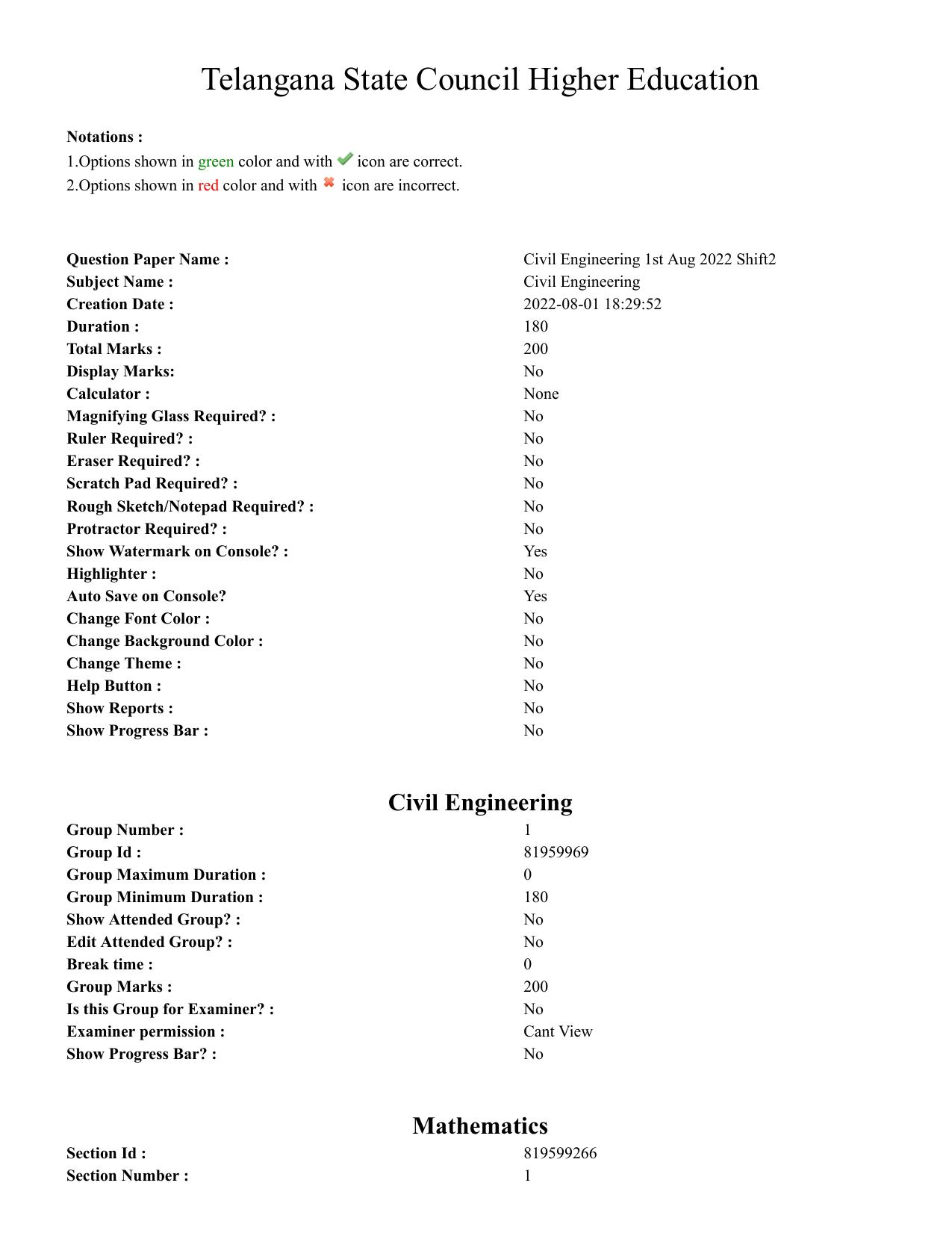 TS ECET 2022 Civil Engineering Question Paper - Page 1