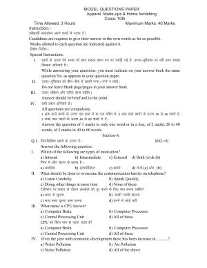 HPBOSE Class 10th Apparel Sample Question Papers 2025