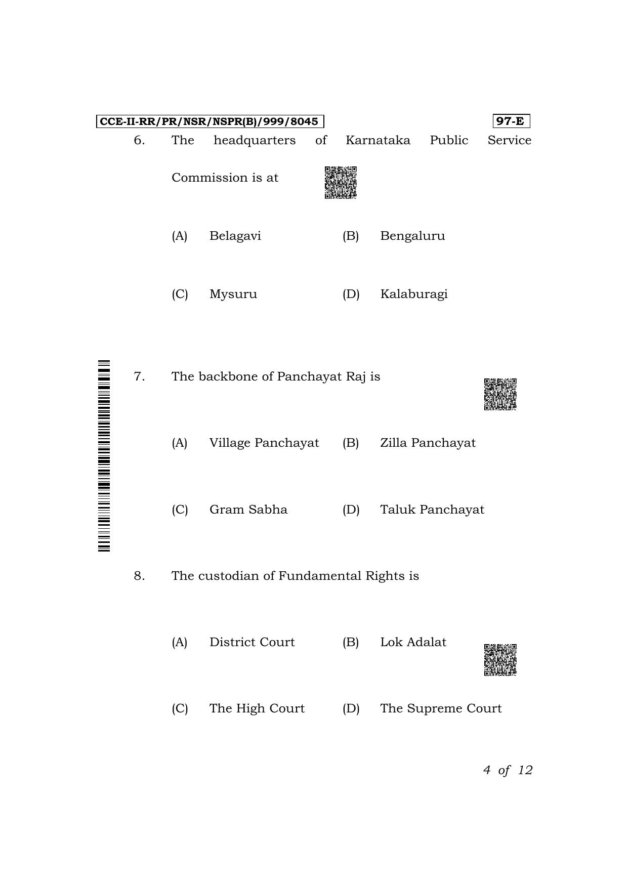Karnataka SSLC Political Science (English Medium) Exam 2 Question Paper 2024 (B Version) - Page 4