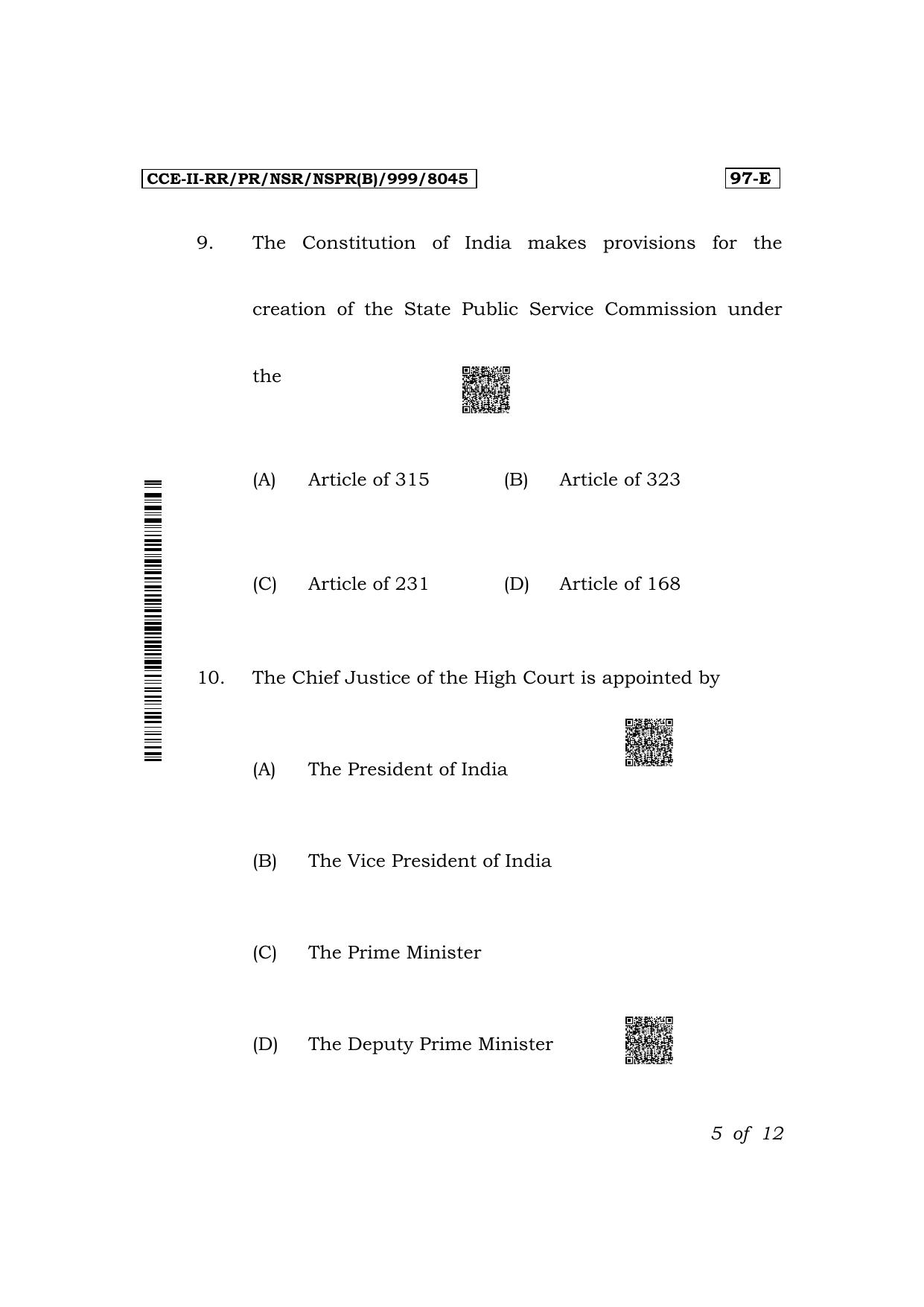 Karnataka SSLC Political Science (English Medium) Exam 2 Question Paper 2024 (B Version) - Page 5