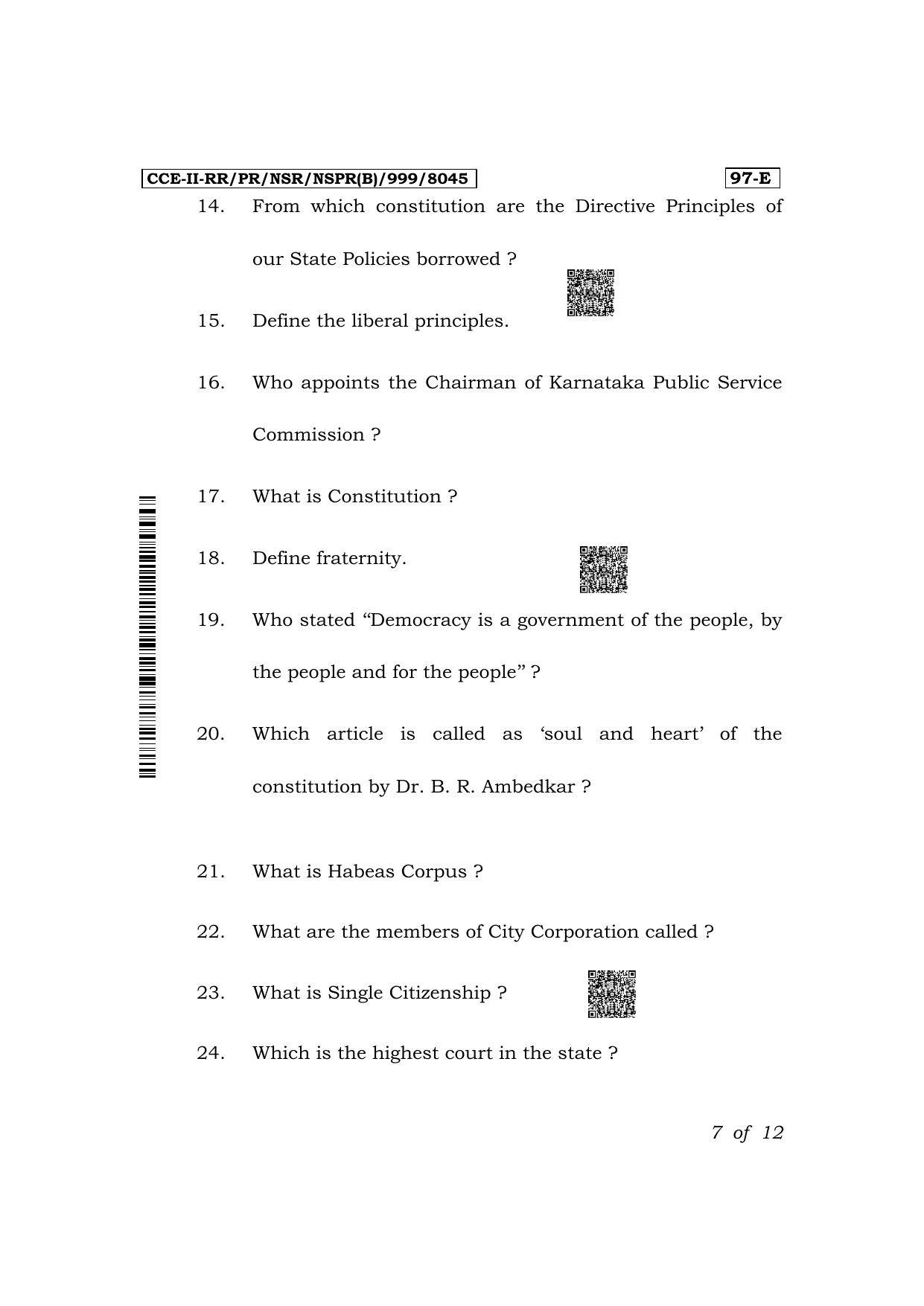 Karnataka SSLC Political Science (English Medium) Exam 2 Question Paper 2024 (B Version) - Page 7