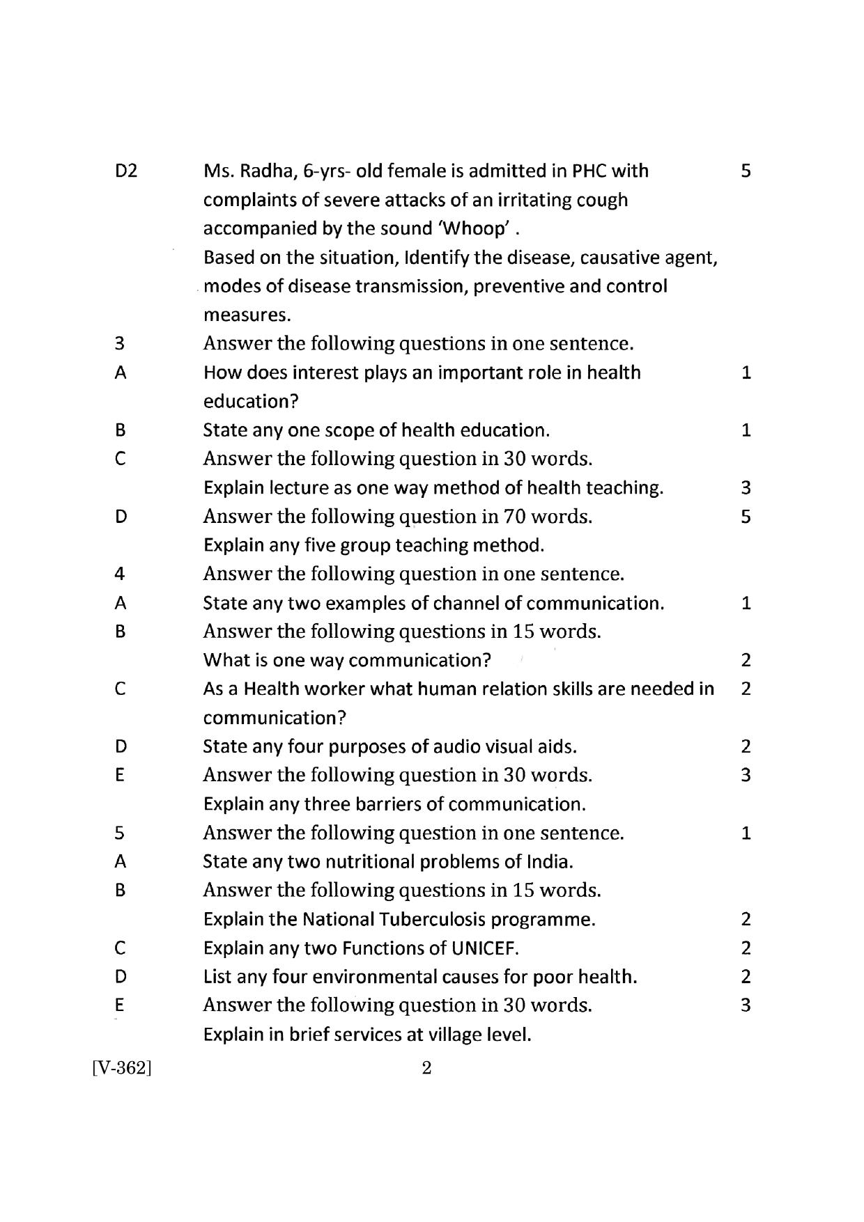 Goa Board Class 12 Community Health Nursing - II  June 2019 (June 2019) Question Paper - Page 2