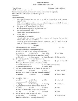 HPBOSE Class 11th Beauty & Wellness Sample Question Papers 2025