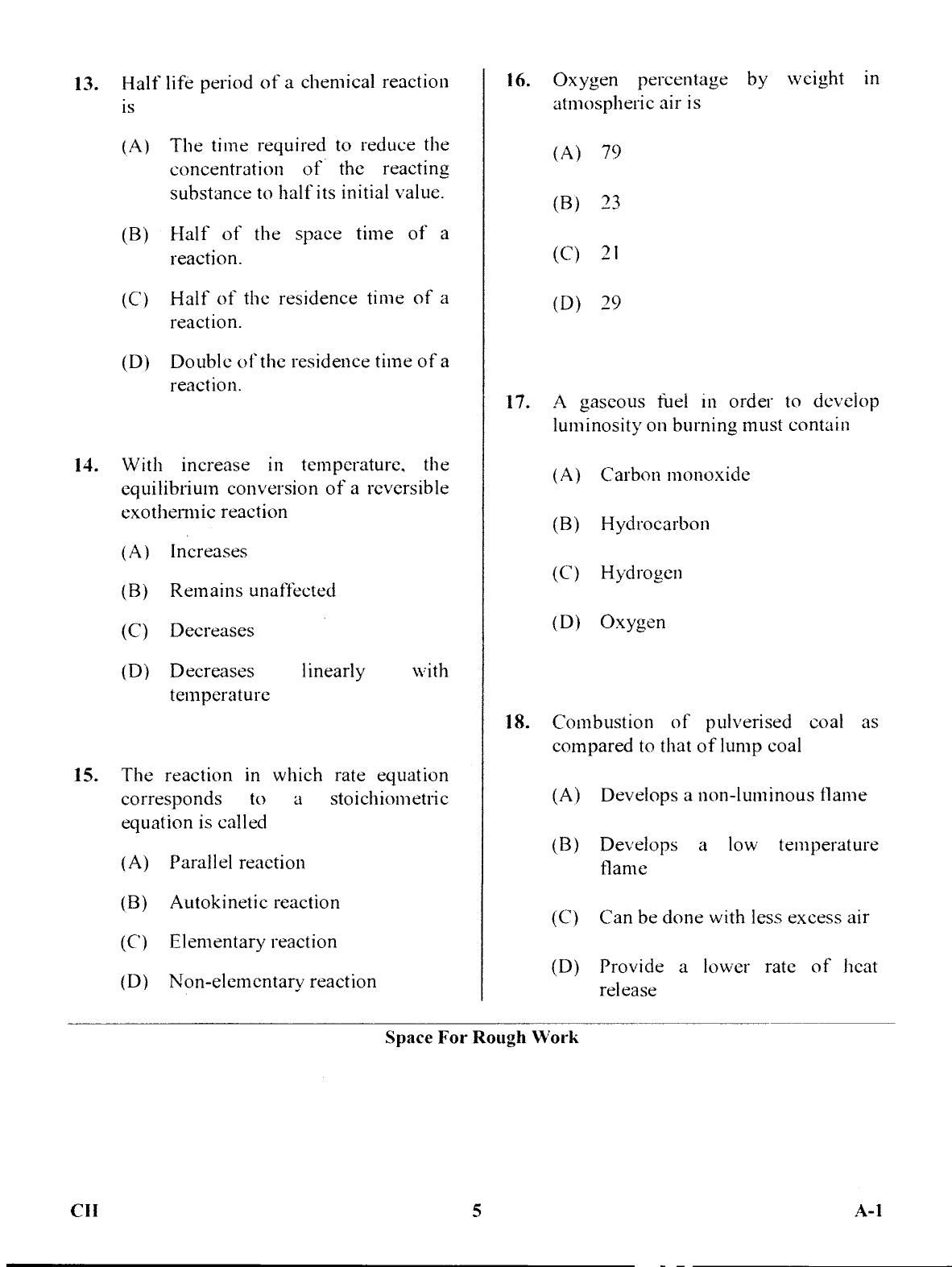 Karnataka PGCET 2017 Chemical Engineering Question Paper - Page 4