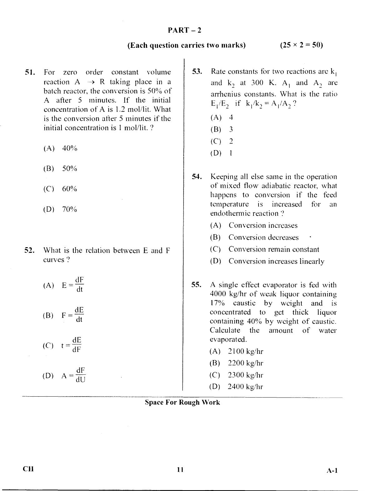 Karnataka PGCET 2017 Chemical Engineering Question Paper - Page 10