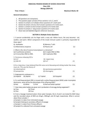 HPBOSE Class 12th Biology Sample Question Papers 2025