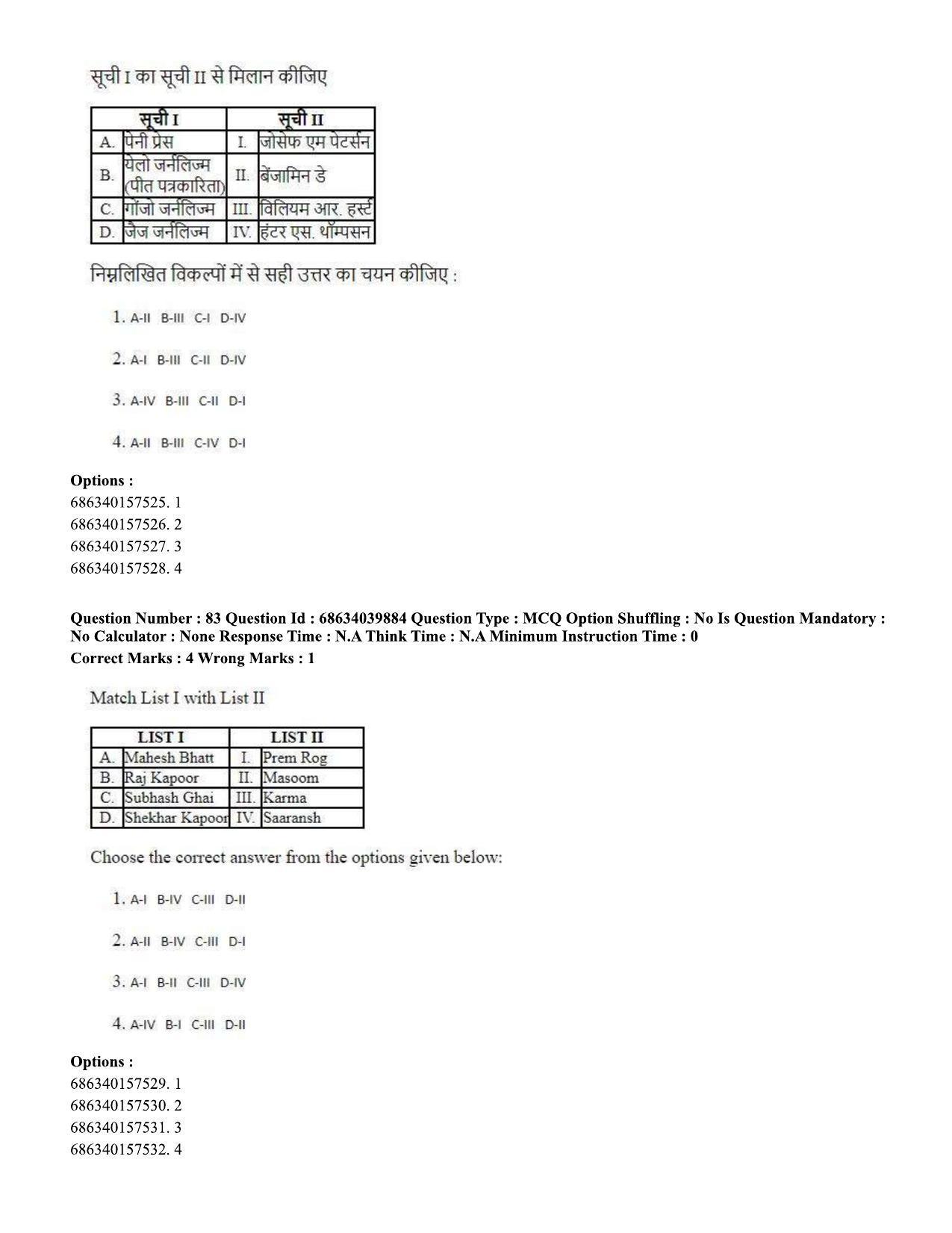 CUET PG 2023: COQP17 – Mass Communication and Journalism (Eng) - Shift 3 (25-06-2023) Question Paper - Page 75