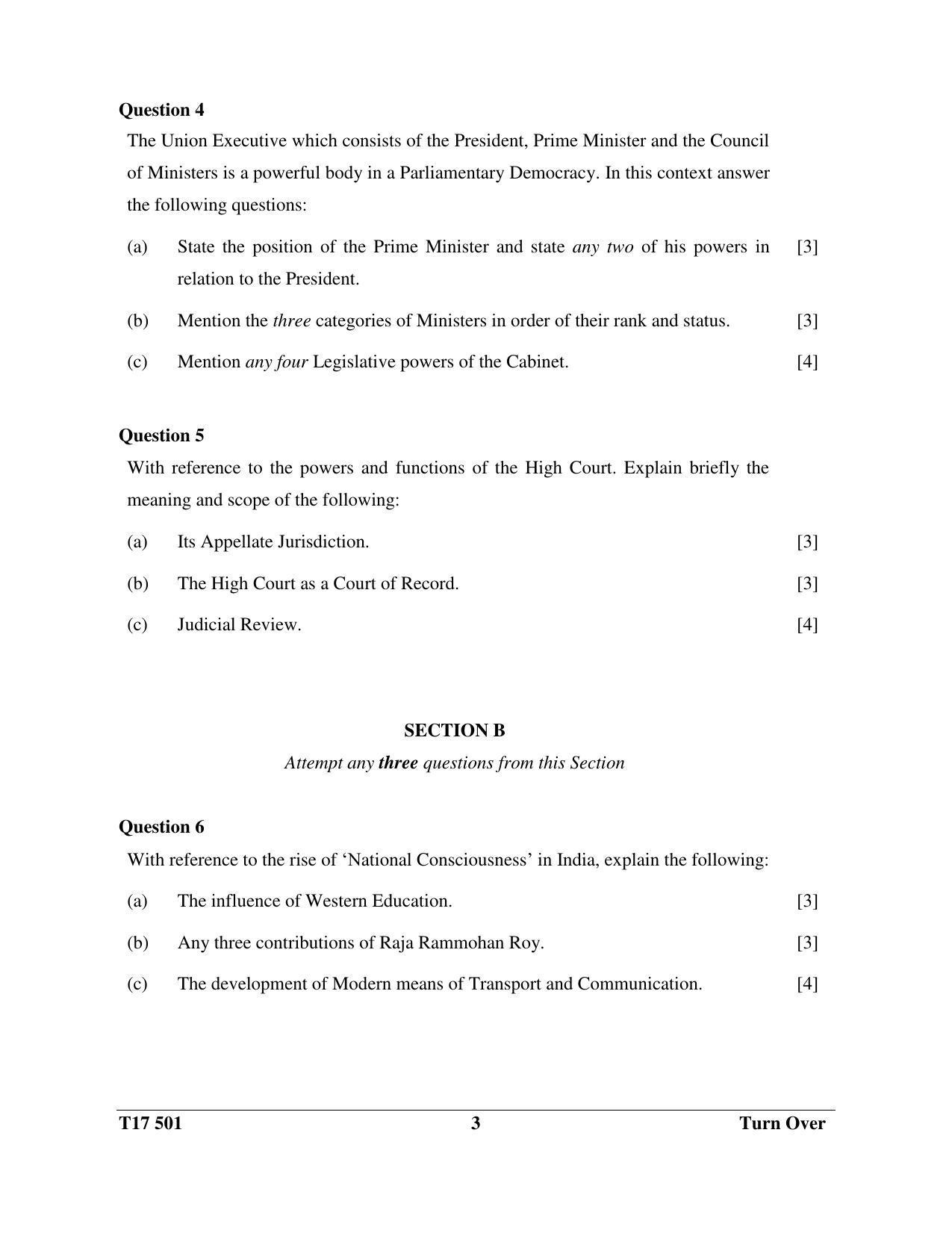 ICSE Class 10 History & Civics 2017 Question Paper - Page 3