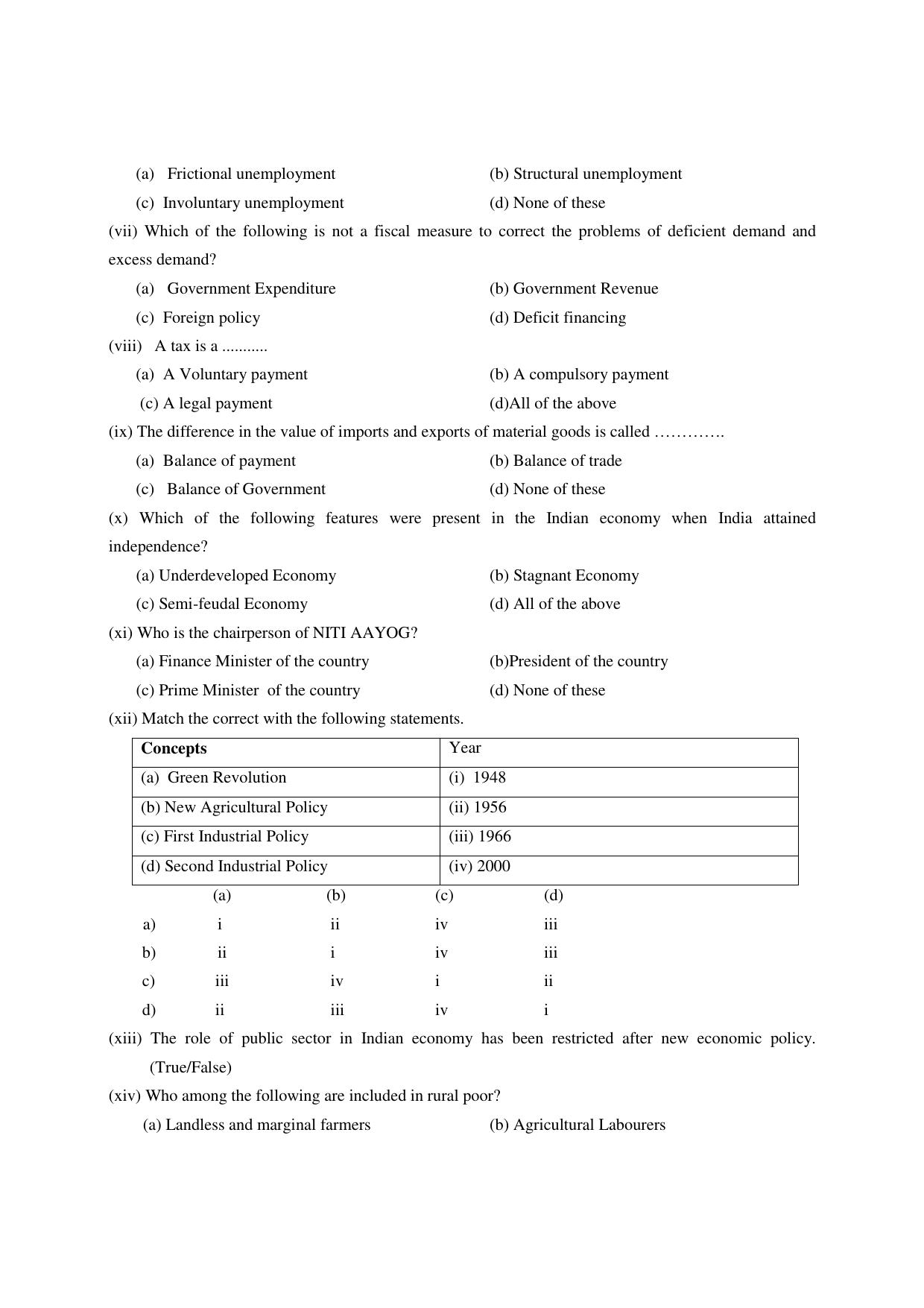 PSEB Class 12th Economics (DA Students) Model Paper 2024 - Page 2