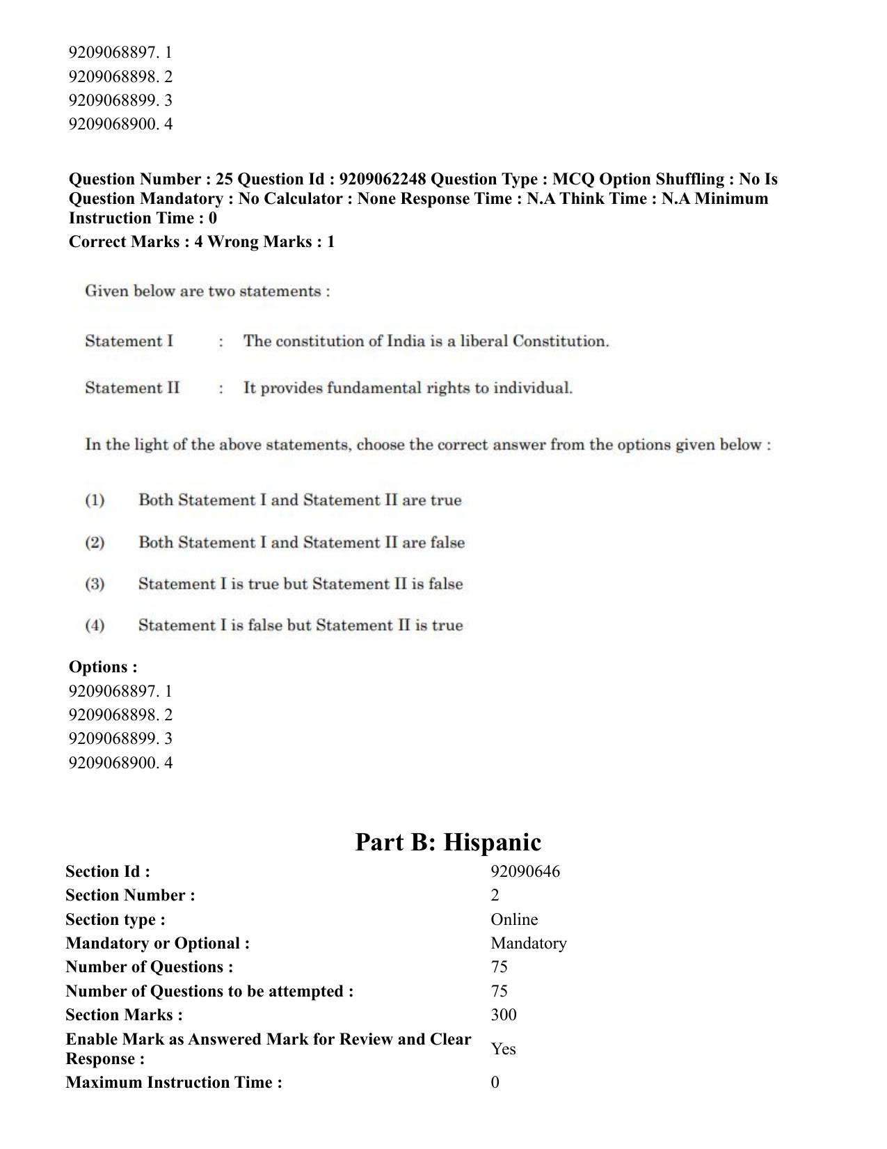 CUET PG 2023: LAQP14 – Hispanic (Eng.)-Shift-2 (06-06-2023) Question Paper - Page 47