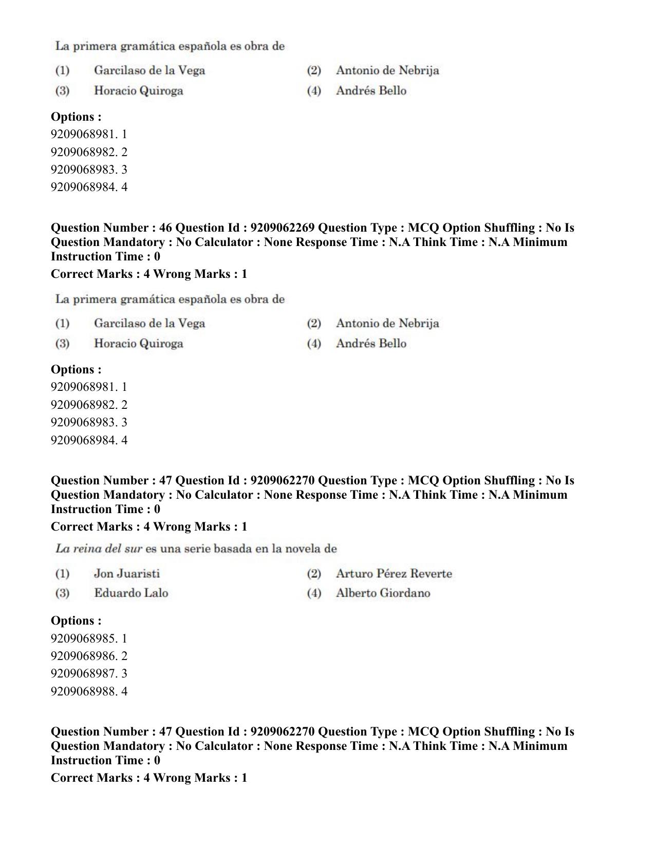 CUET PG 2023: LAQP14 – Hispanic (Eng.)-Shift-2 (06-06-2023) Question Paper - Page 69