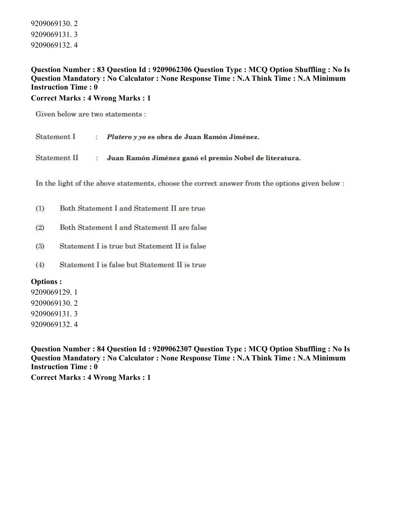 CUET PG 2023: LAQP14 – Hispanic (Eng.)-Shift-2 (06-06-2023) Question Paper - Page 121