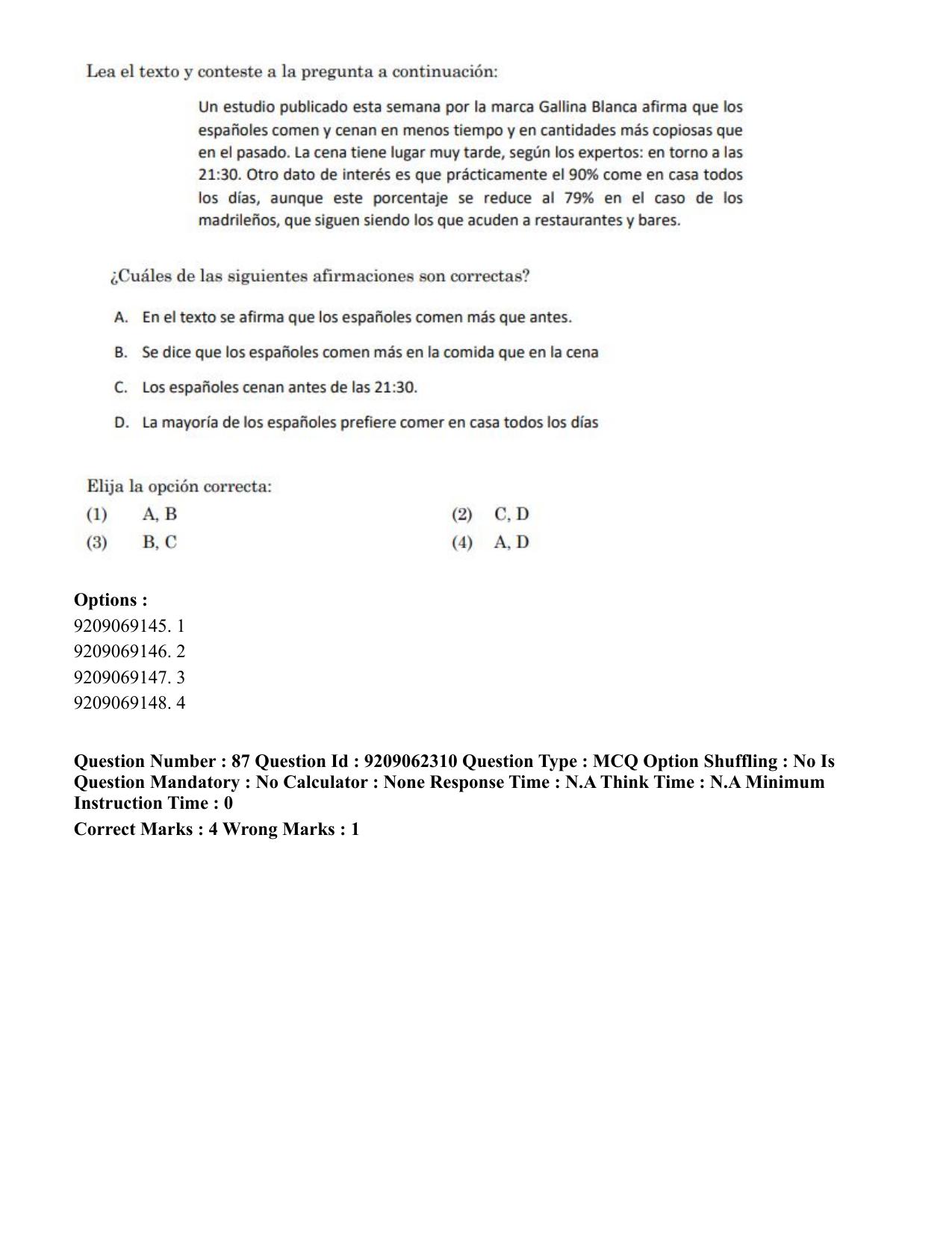 CUET PG 2023: LAQP14 – Hispanic (Eng.)-Shift-2 (06-06-2023) Question Paper - Page 129