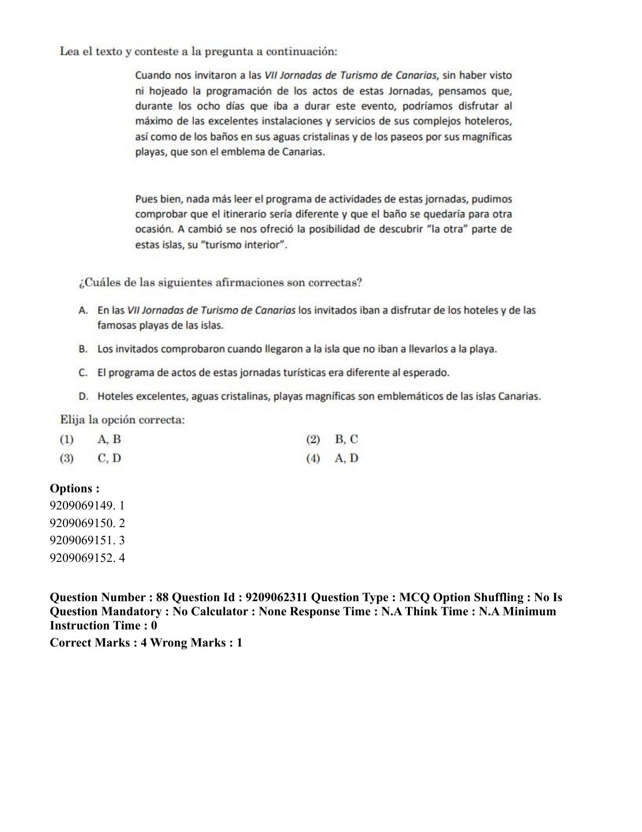 CUET PG 2023: LAQP14 – Hispanic (Eng.)-Shift-2 (06-06-2023) Question Paper - Page 132