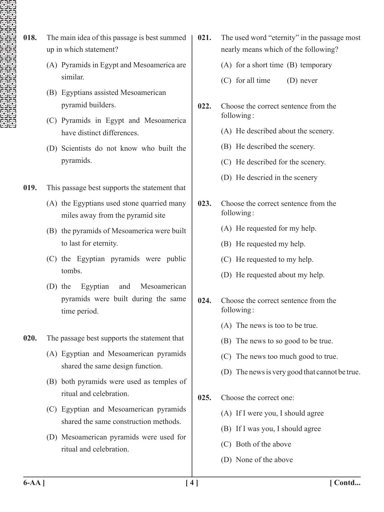 UPSEE - UPTU 2020 Question Paper 6 (AA) - Page 4