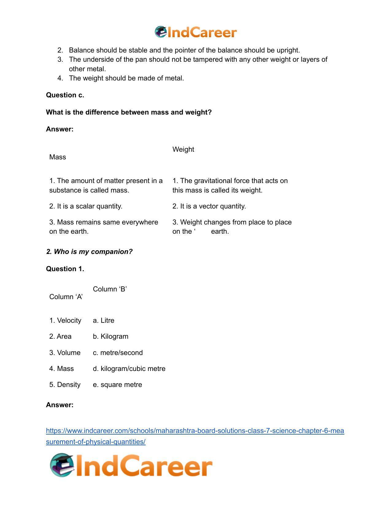 Maharashtra Board Solutions Class 7-Science: Chapter 6- Measurement of Physical Quantities - Page 3