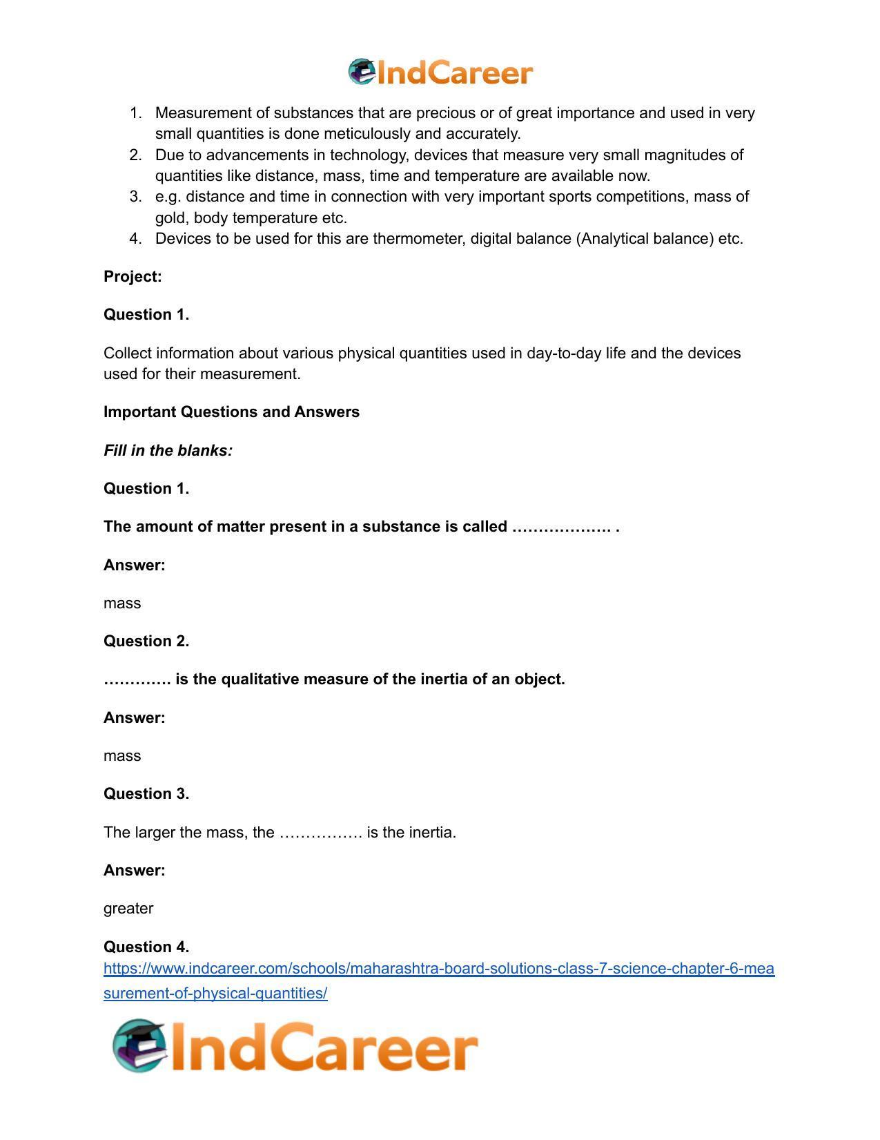 Maharashtra Board Solutions Class 7-Science: Chapter 6- Measurement of Physical Quantities - Page 6
