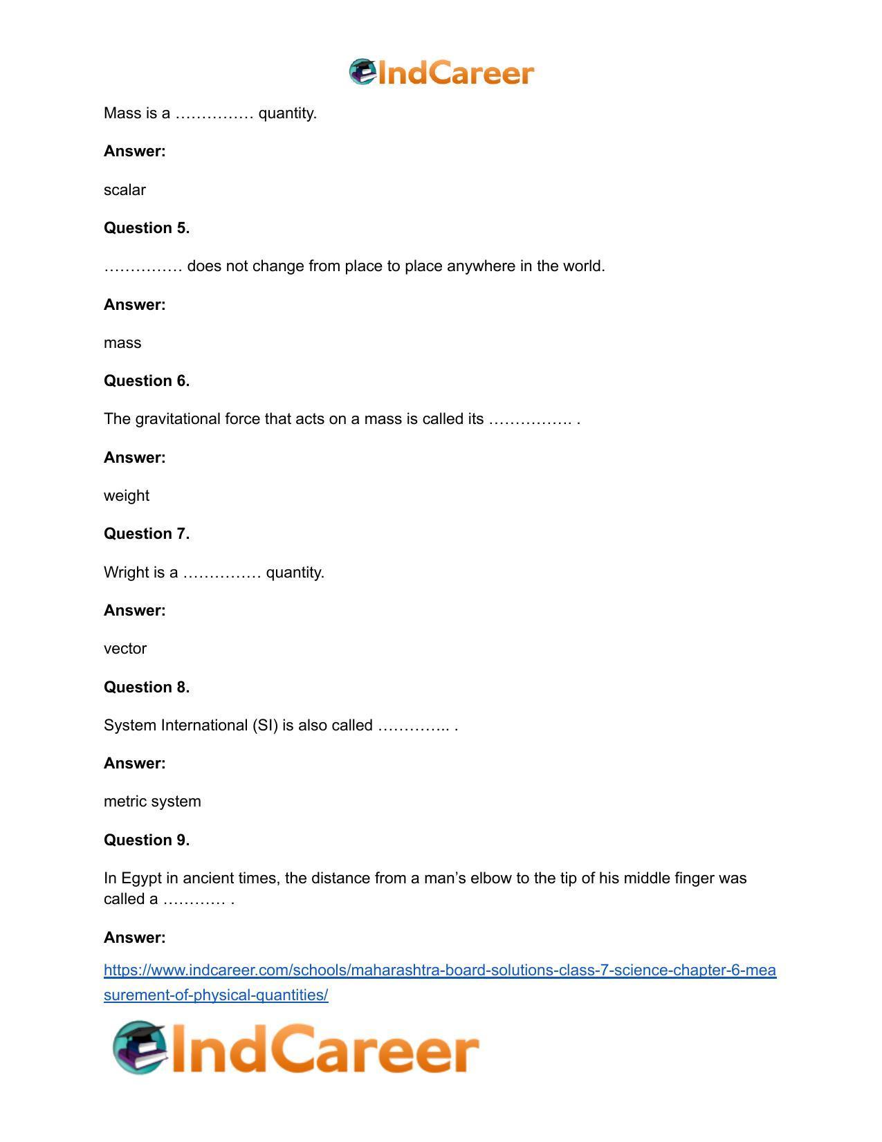 Maharashtra Board Solutions Class 7-Science: Chapter 6- Measurement of Physical Quantities - Page 7