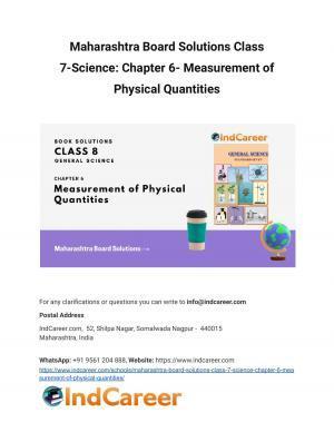Maharashtra Board Solutions Class 7-Science: Chapter 6- Measurement of Physical Quantities