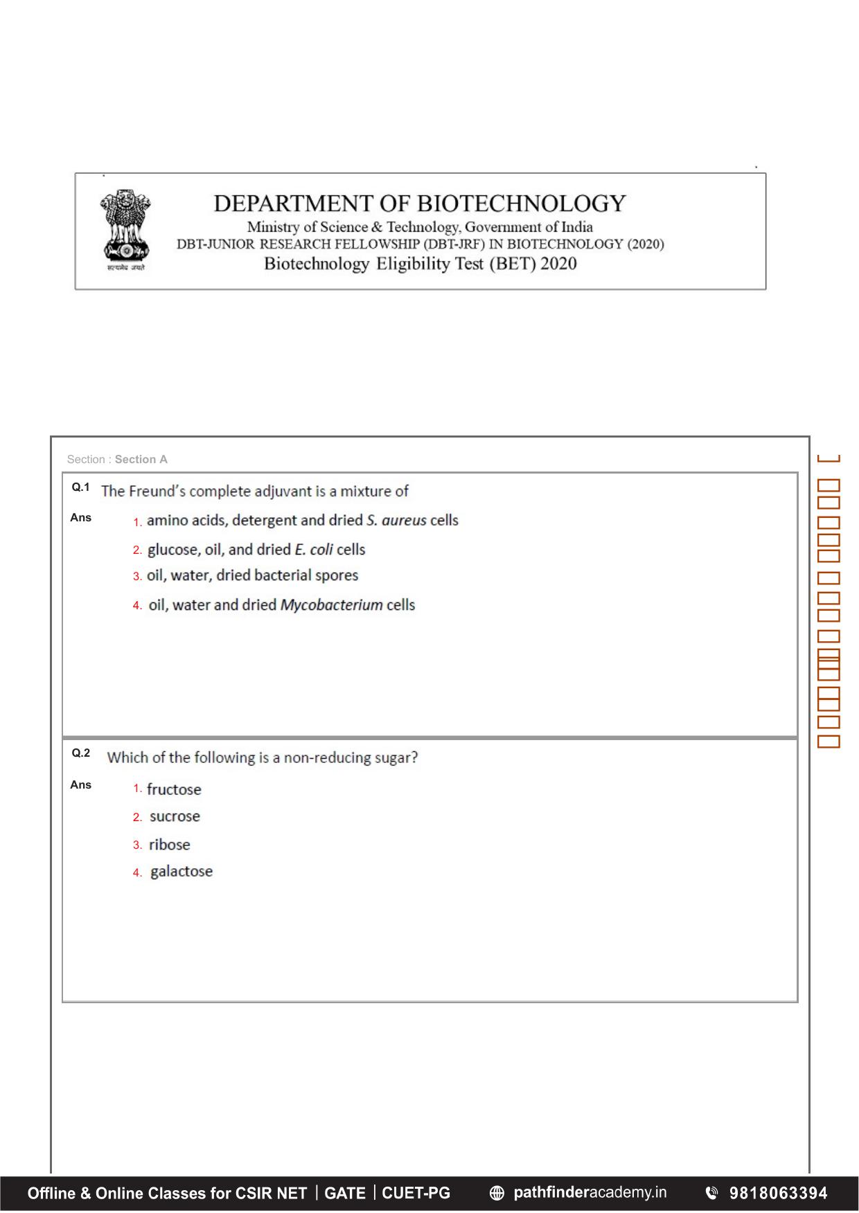 BET 2020 Question Paper - Page 1
