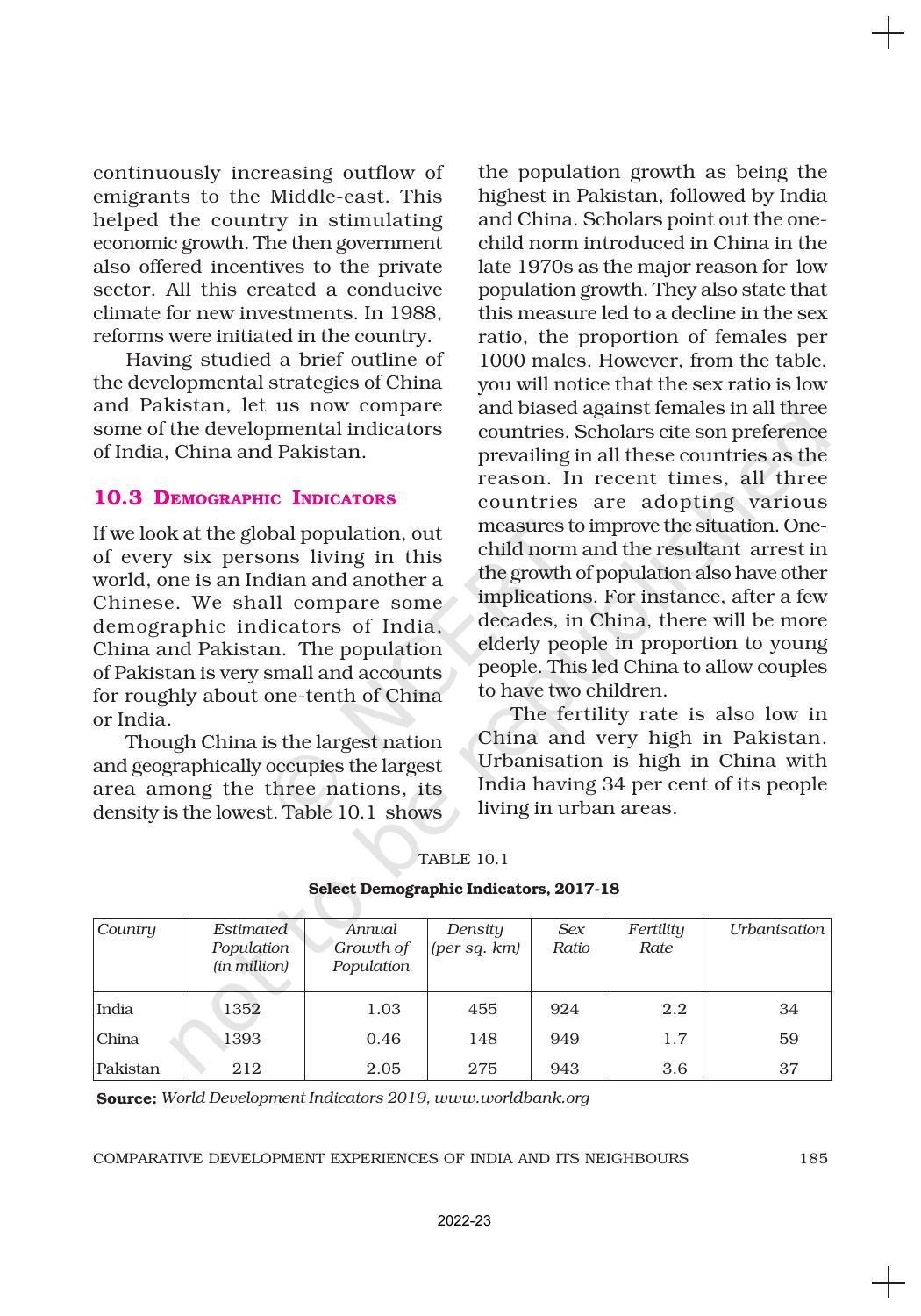 NCERT Book for Class 11 Economics (Indian Economics) Chapter 10 Comparative Development Experiences of India and its Neighbours - Page 7