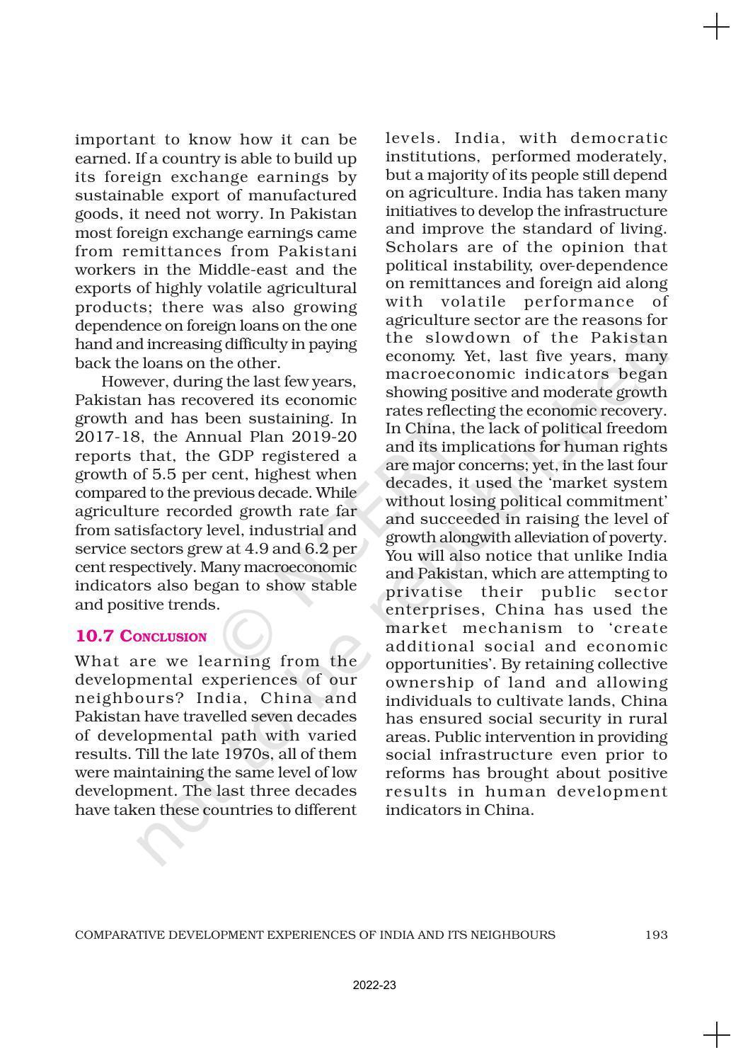 NCERT Book for Class 11 Economics (Indian Economics) Chapter 10 Comparative Development Experiences of India and its Neighbours - Page 15