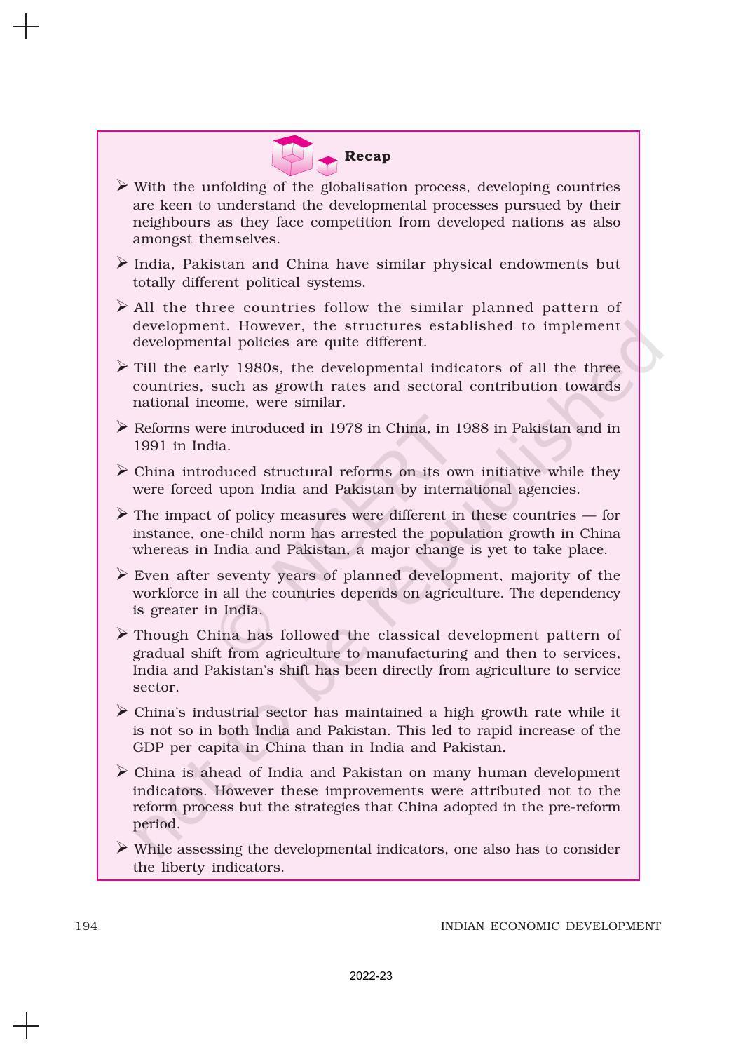 NCERT Book for Class 11 Economics (Indian Economics) Chapter 10 Comparative Development Experiences of India and its Neighbours - Page 16