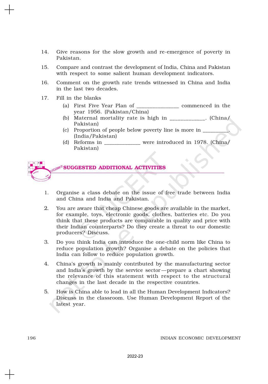 NCERT Book for Class 11 Economics (Indian Economics) Chapter 10 Comparative Development Experiences of India and its Neighbours - Page 18