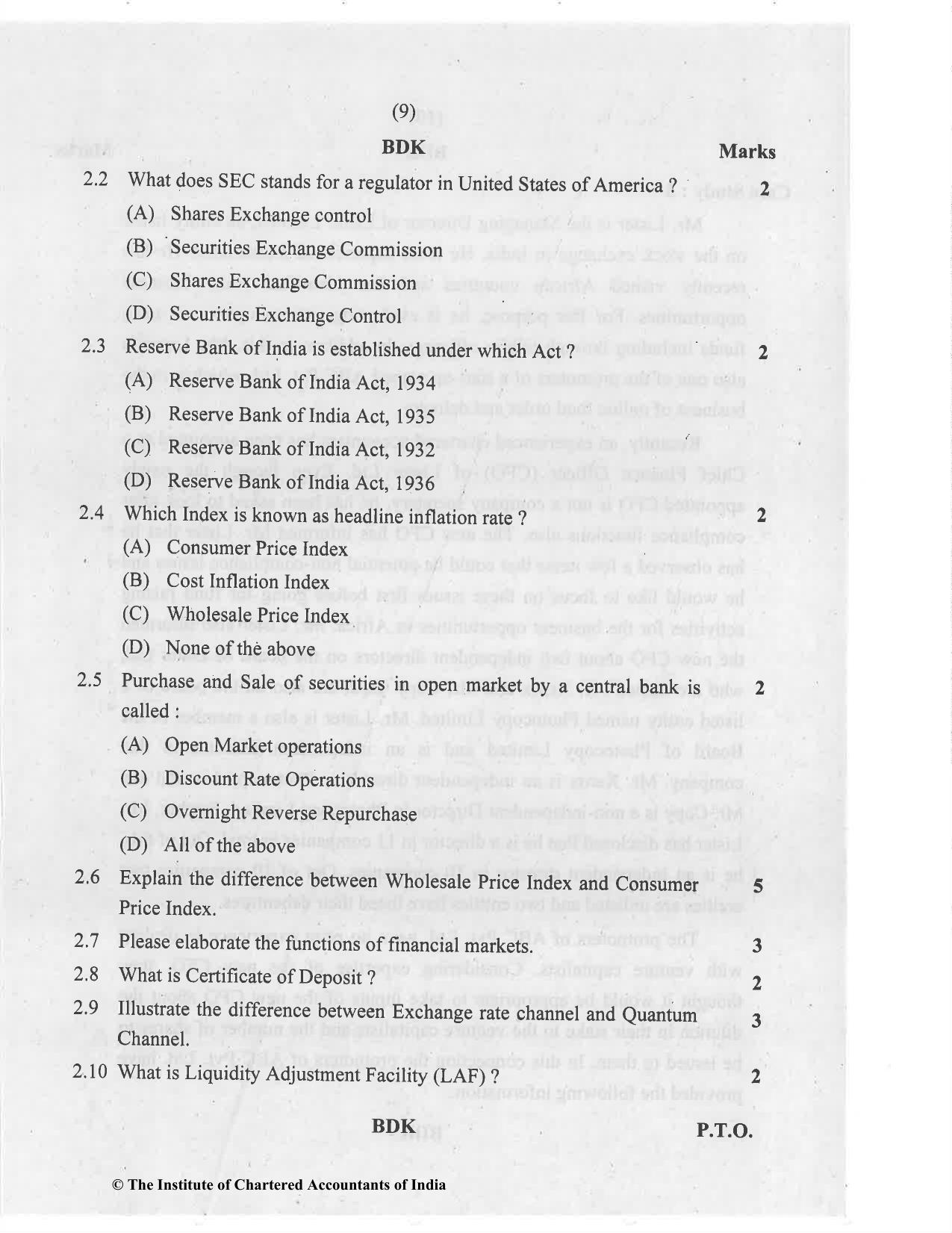 CA Final Jan 2021 Question Paper - Paper 6B – Financial Services and Capital Markets - Page 9