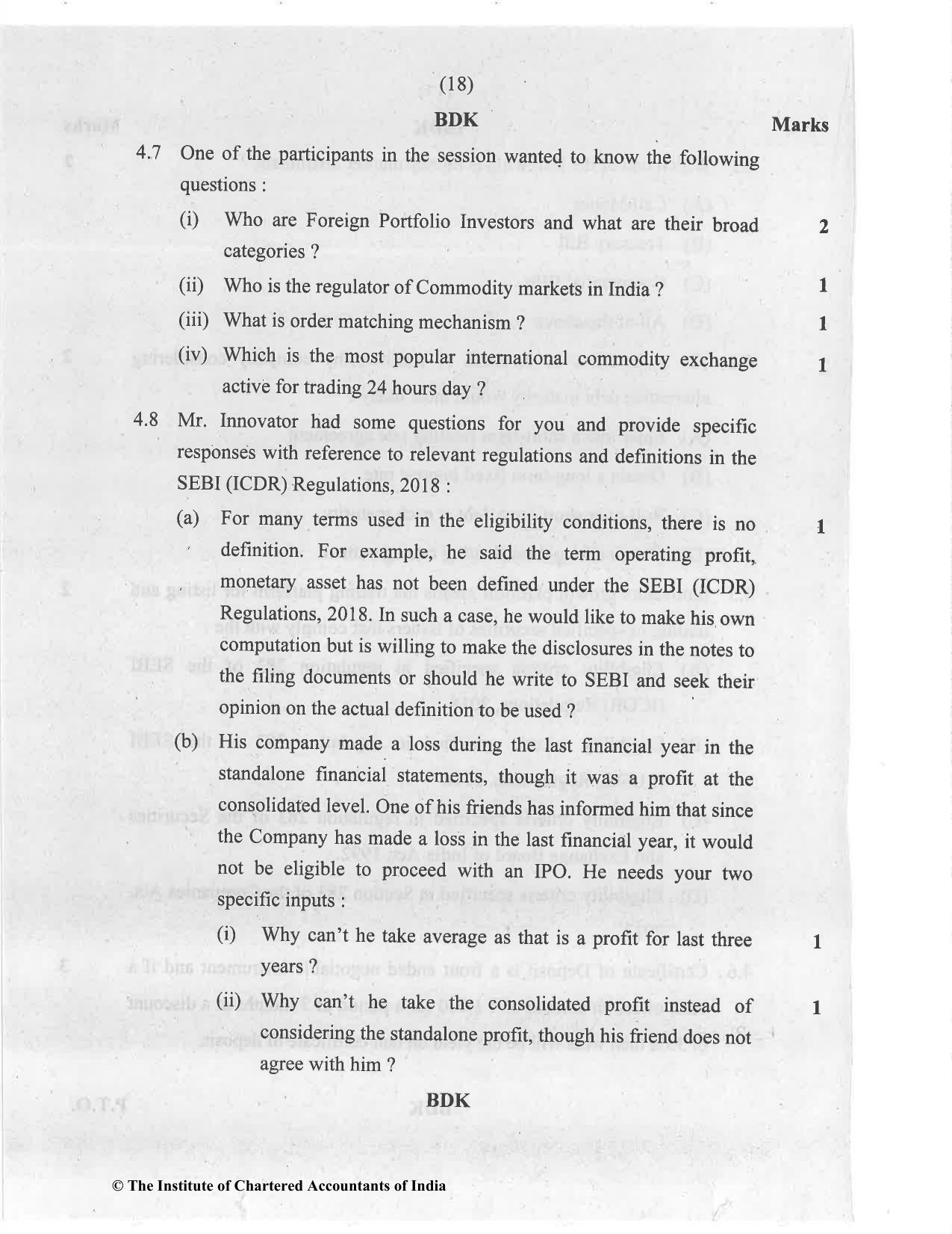 CA Final Jan 2021 Question Paper - Paper 6B – Financial Services and Capital Markets - Page 18