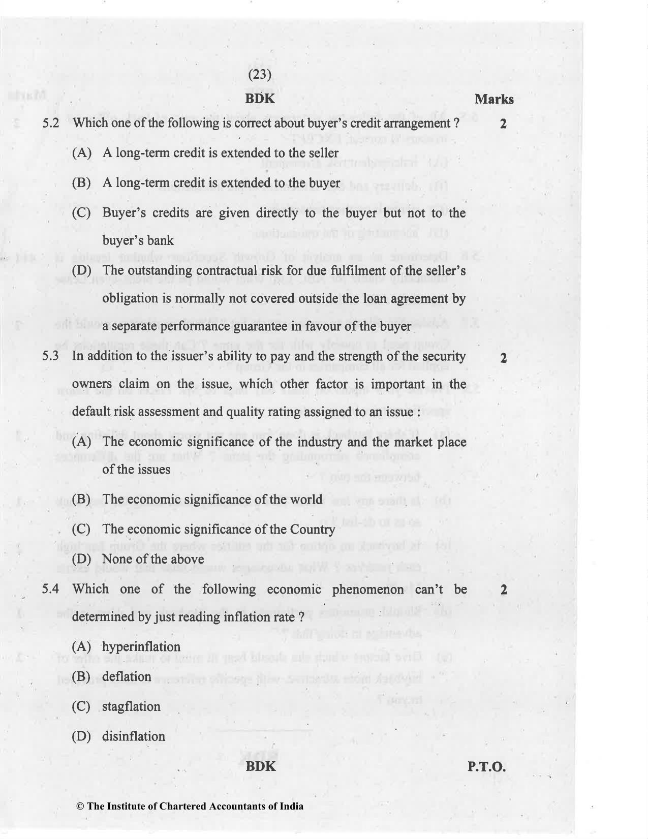 CA Final Jan 2021 Question Paper - Paper 6B – Financial Services and Capital Markets - Page 23