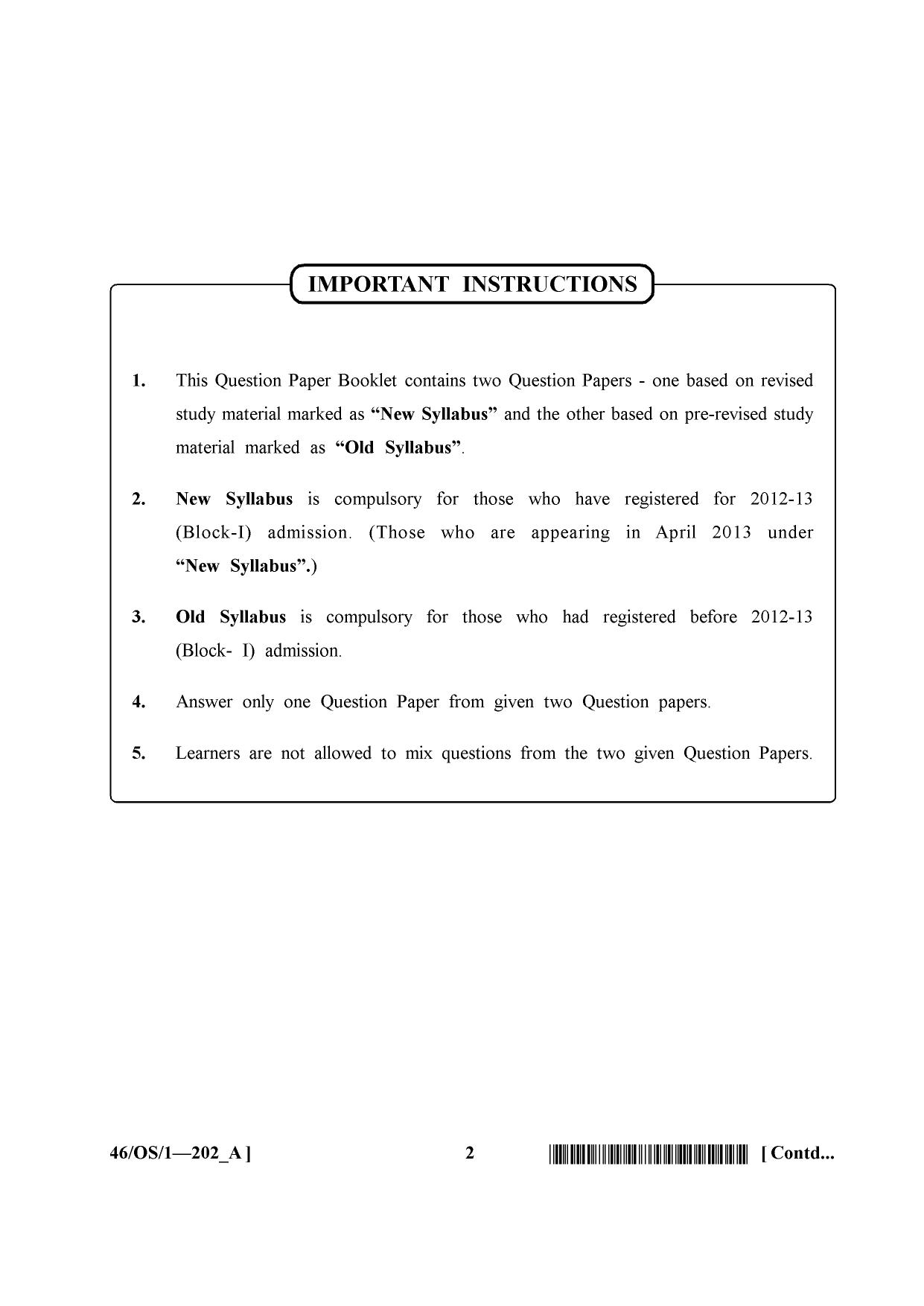NIOS April 2013 Class 10 English Question Paper - Page 2