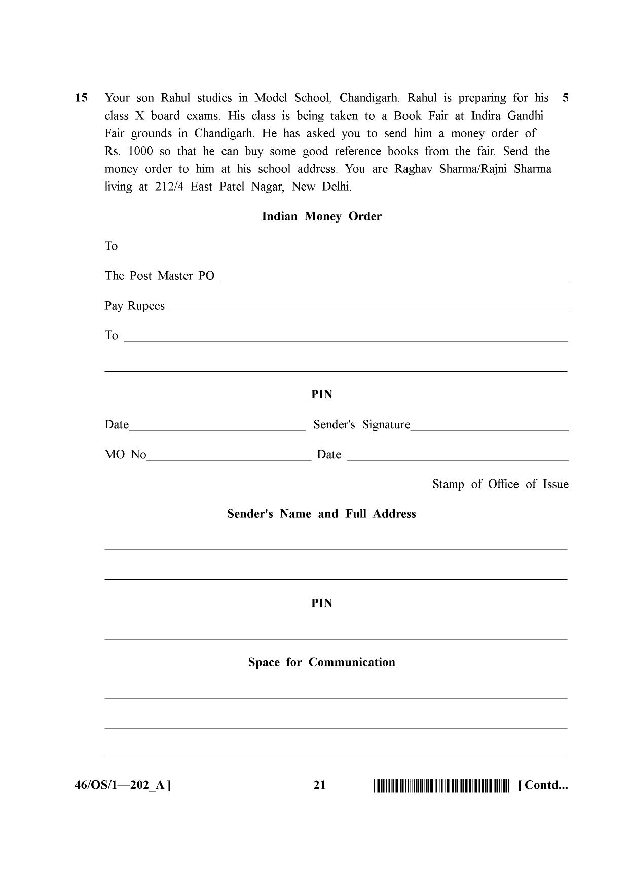 NIOS April 2013 Class 10 English Question Paper - Page 21