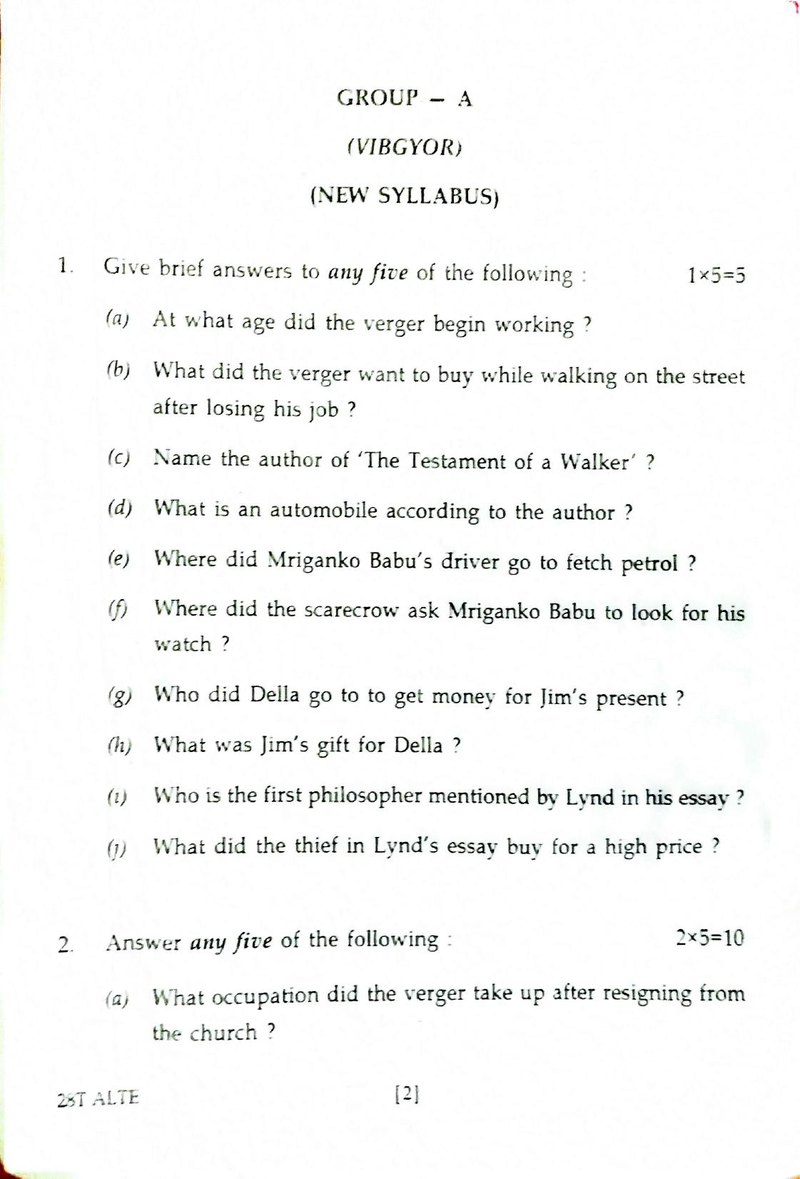 Assam HS 2nd Year Alternative English 2018 Question Paper - Page 2