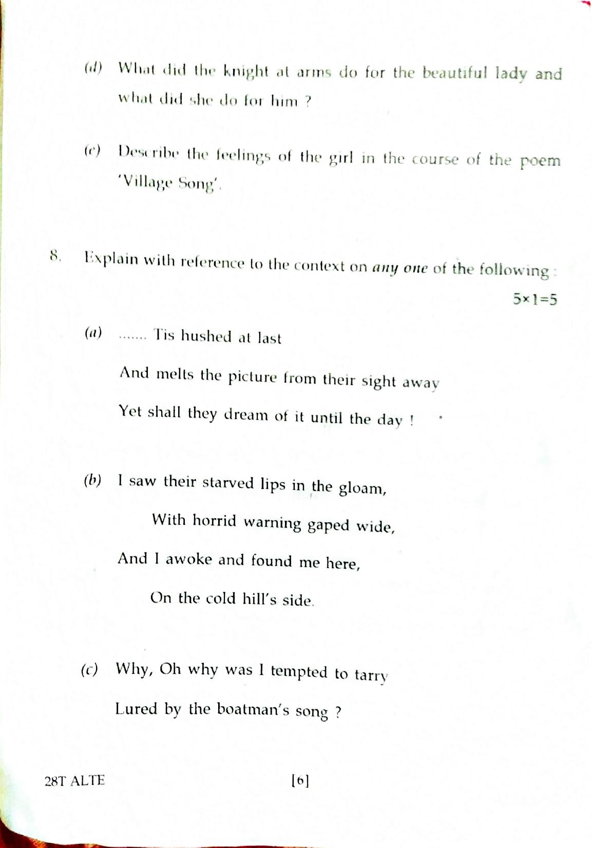Assam HS 2nd Year Alternative English 2018 Question Paper - Page 5