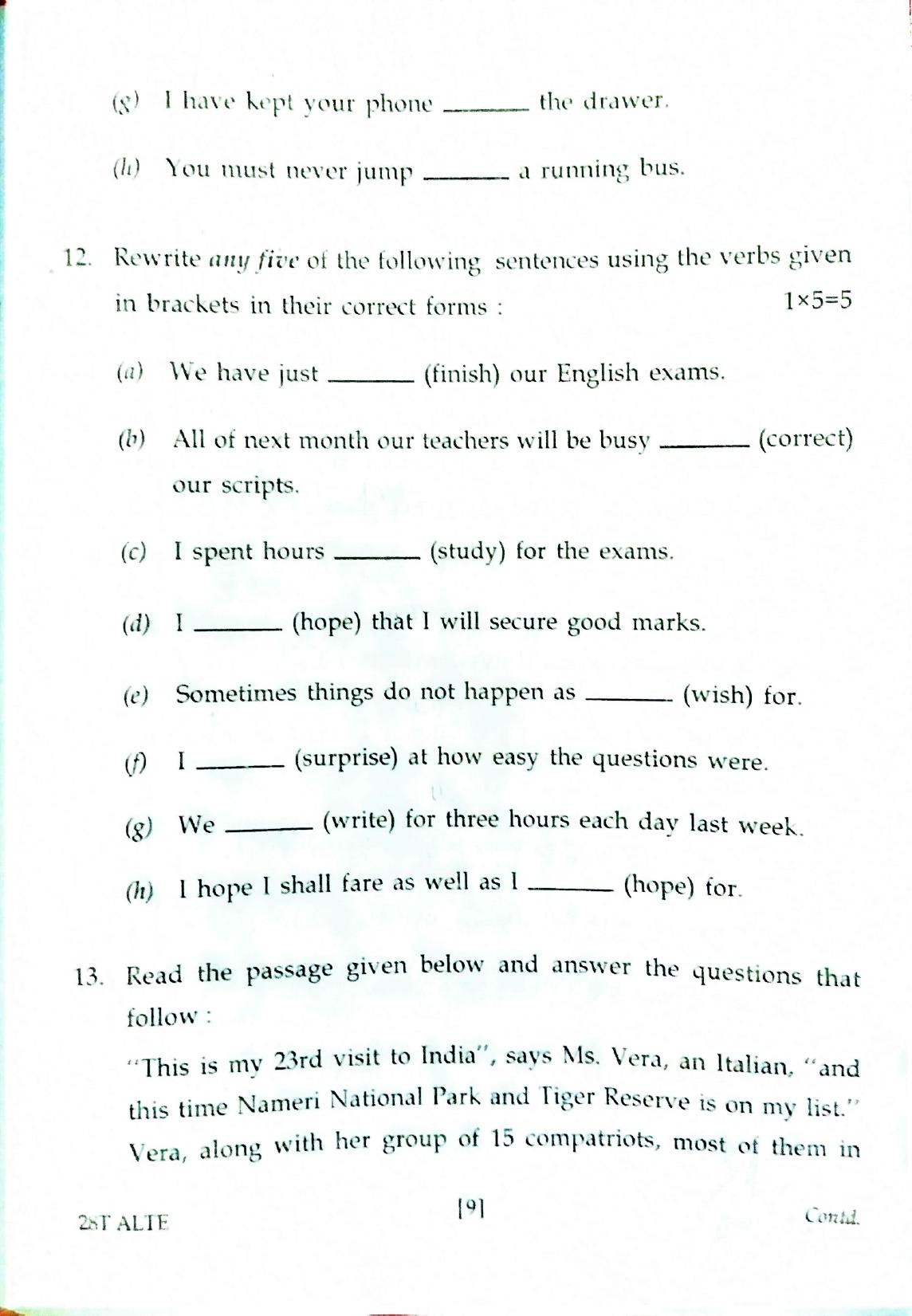 Assam HS 2nd Year Alternative English 2018 Question Paper - Page 8
